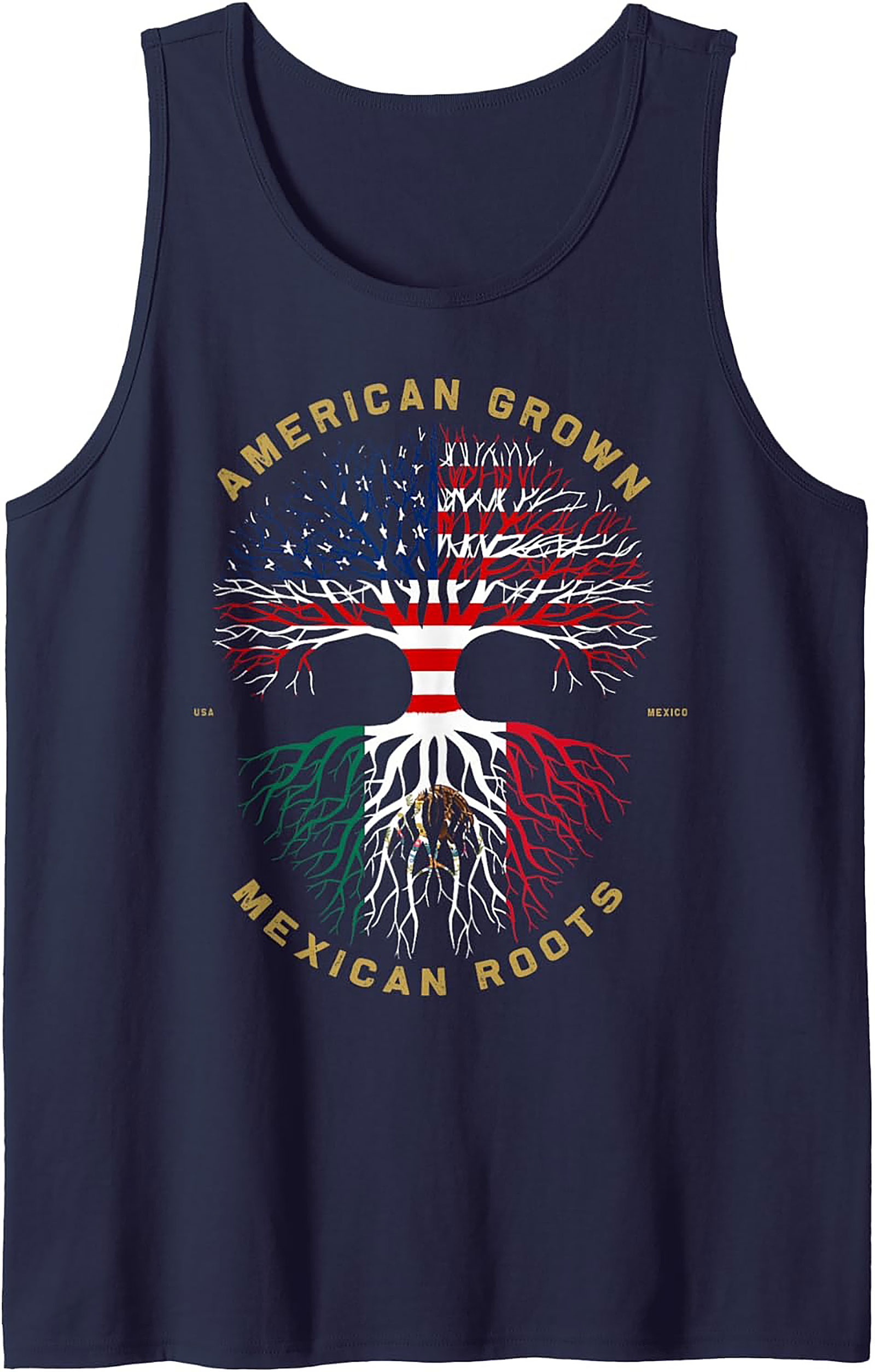 Mexican Roots Graphic Tank American Grown Sleeveless Shirt