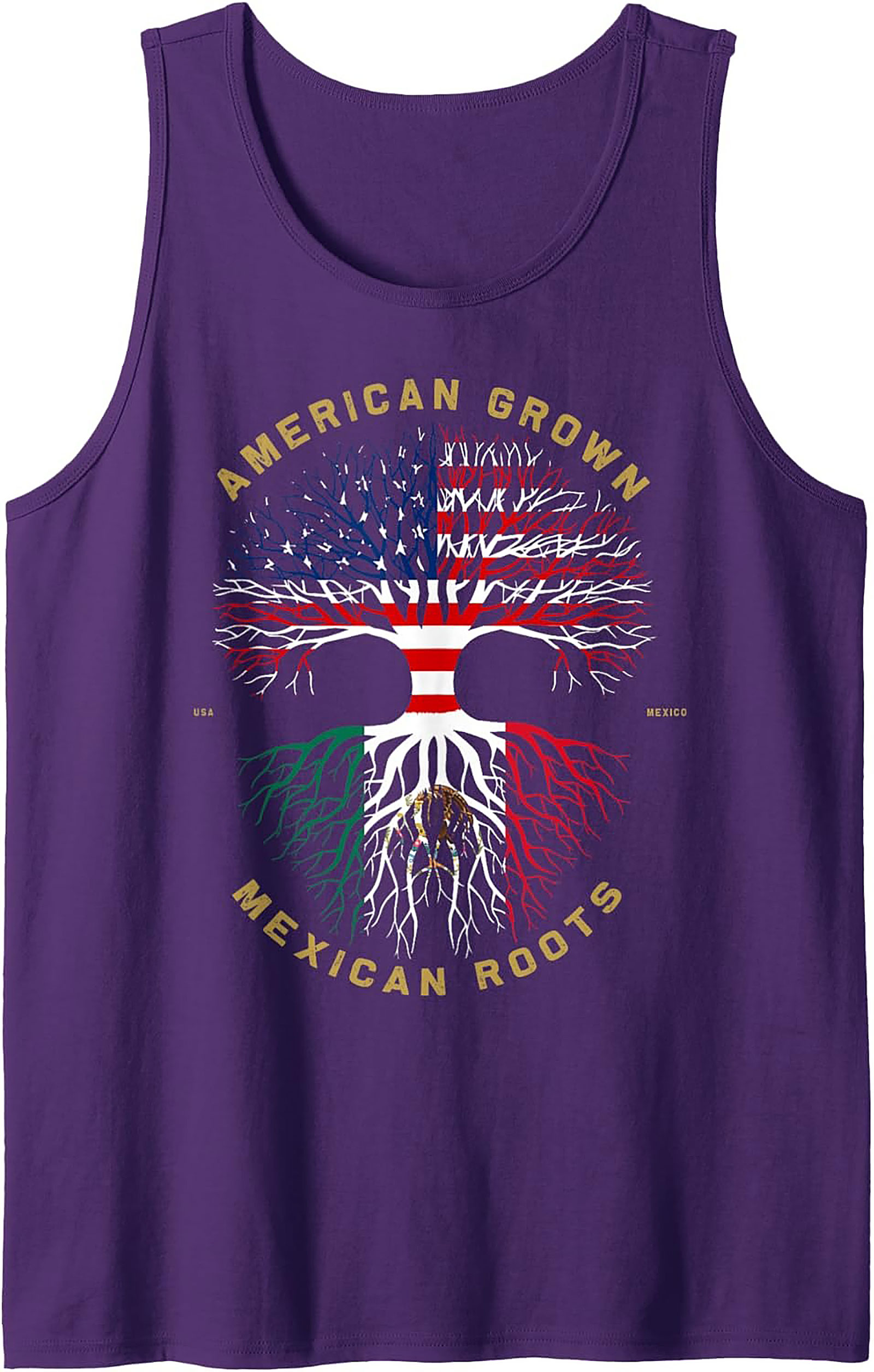 Mexican Roots Graphic Tank American Grown Sleeveless Shirt