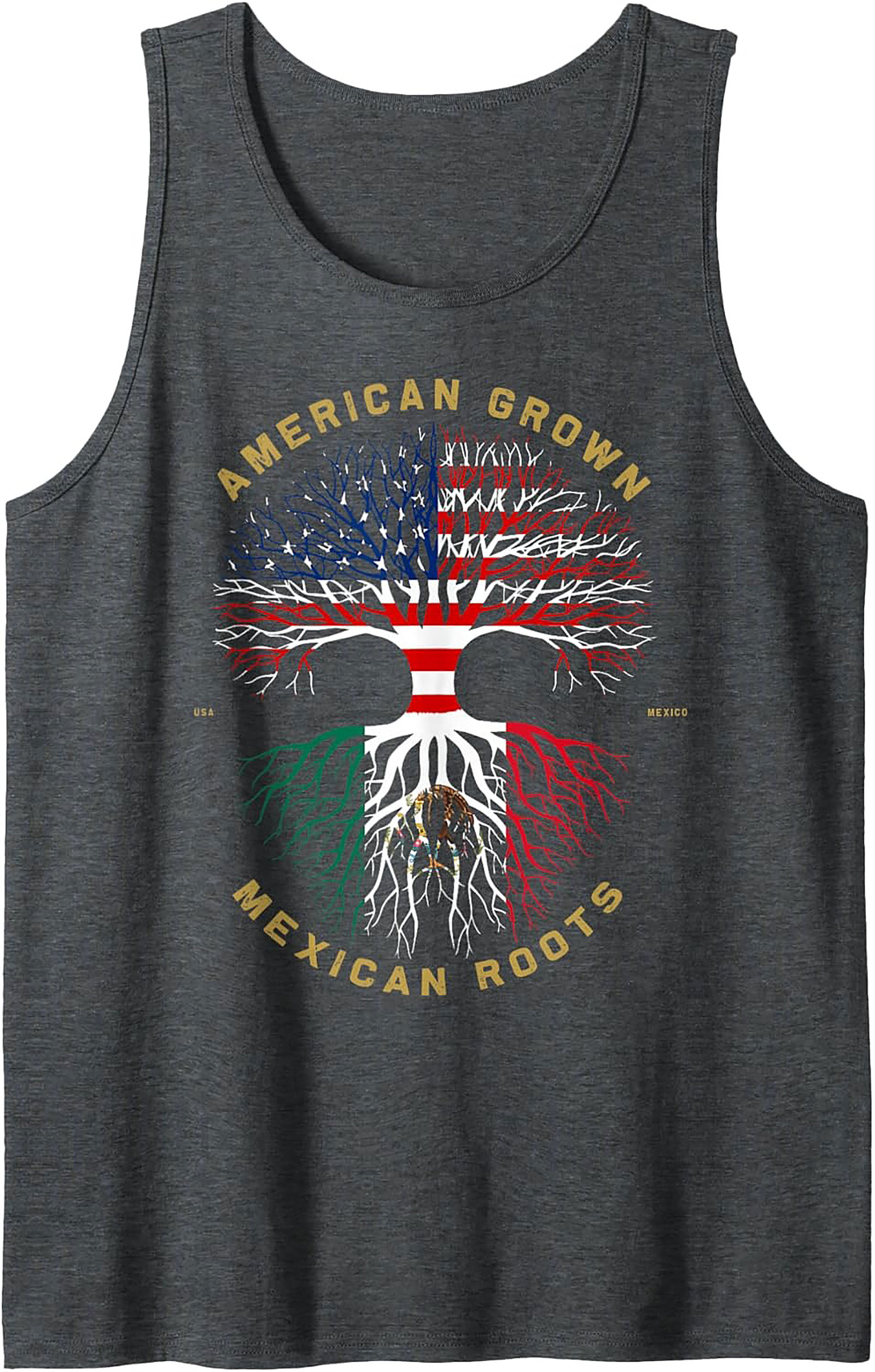 Mexican Roots Graphic Tank American Grown Sleeveless Shirt