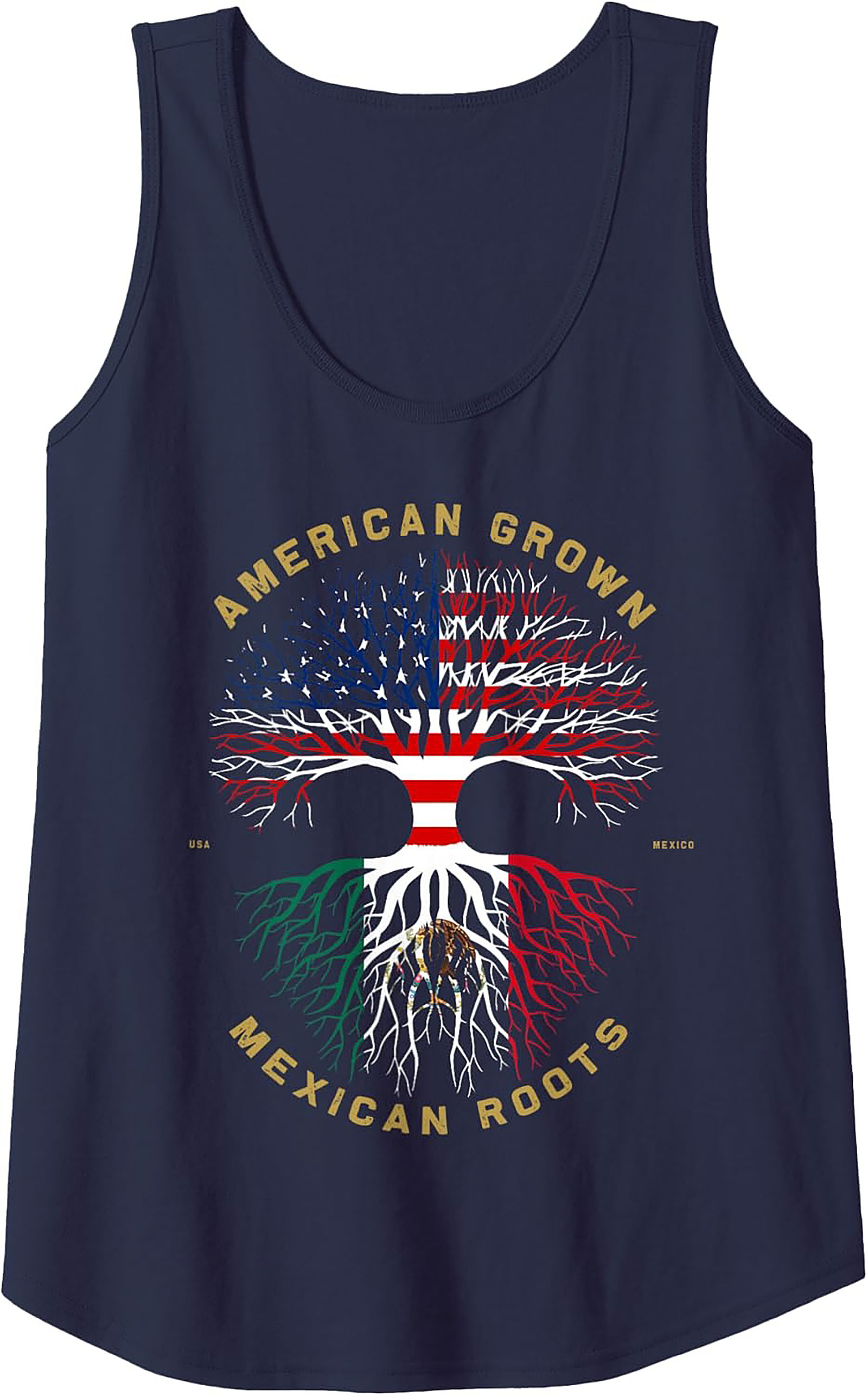 Mexican Roots Graphic Tank American Grown Sleeveless Shirt