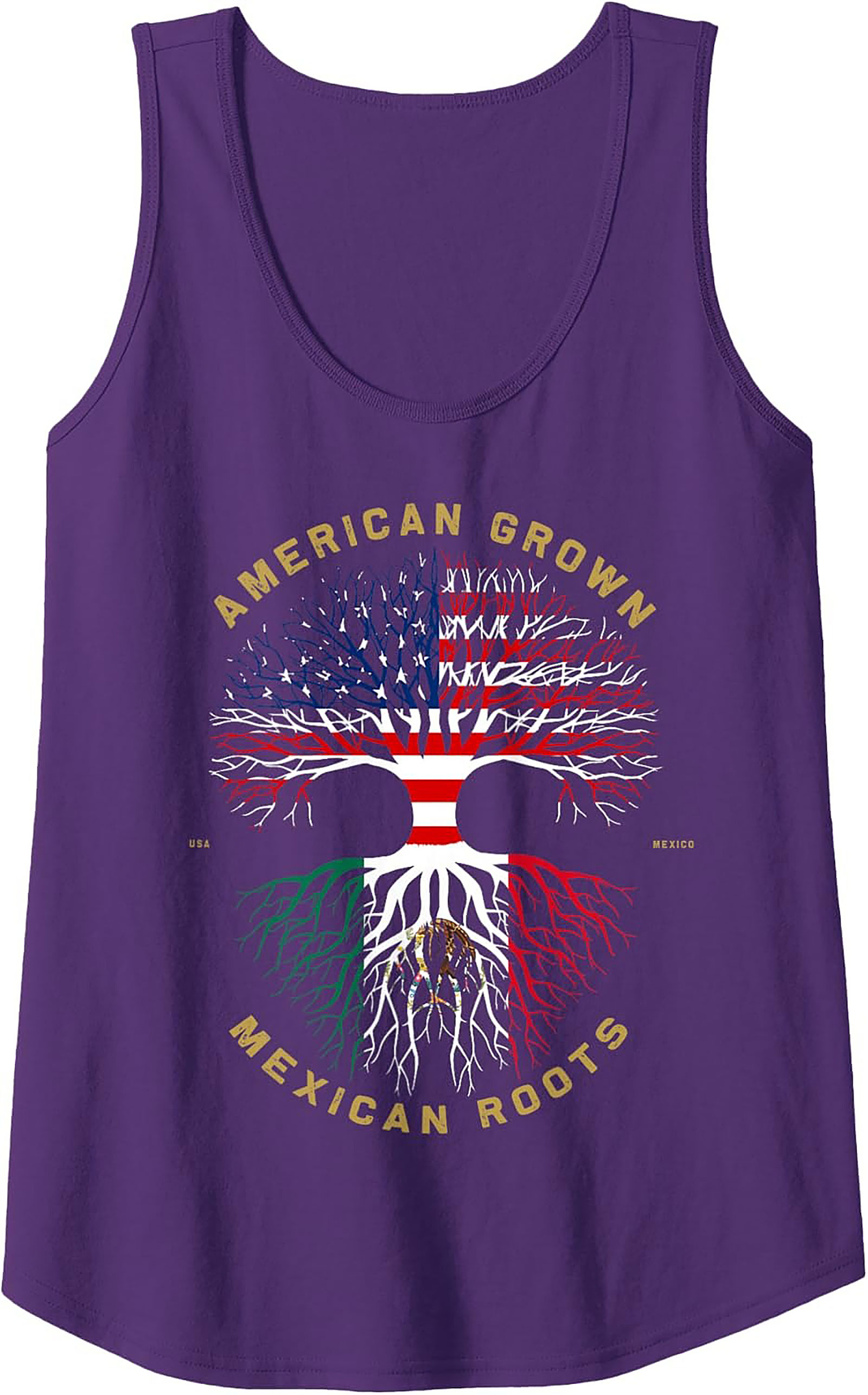 Mexican Roots Graphic Tank American Grown Sleeveless Shirt