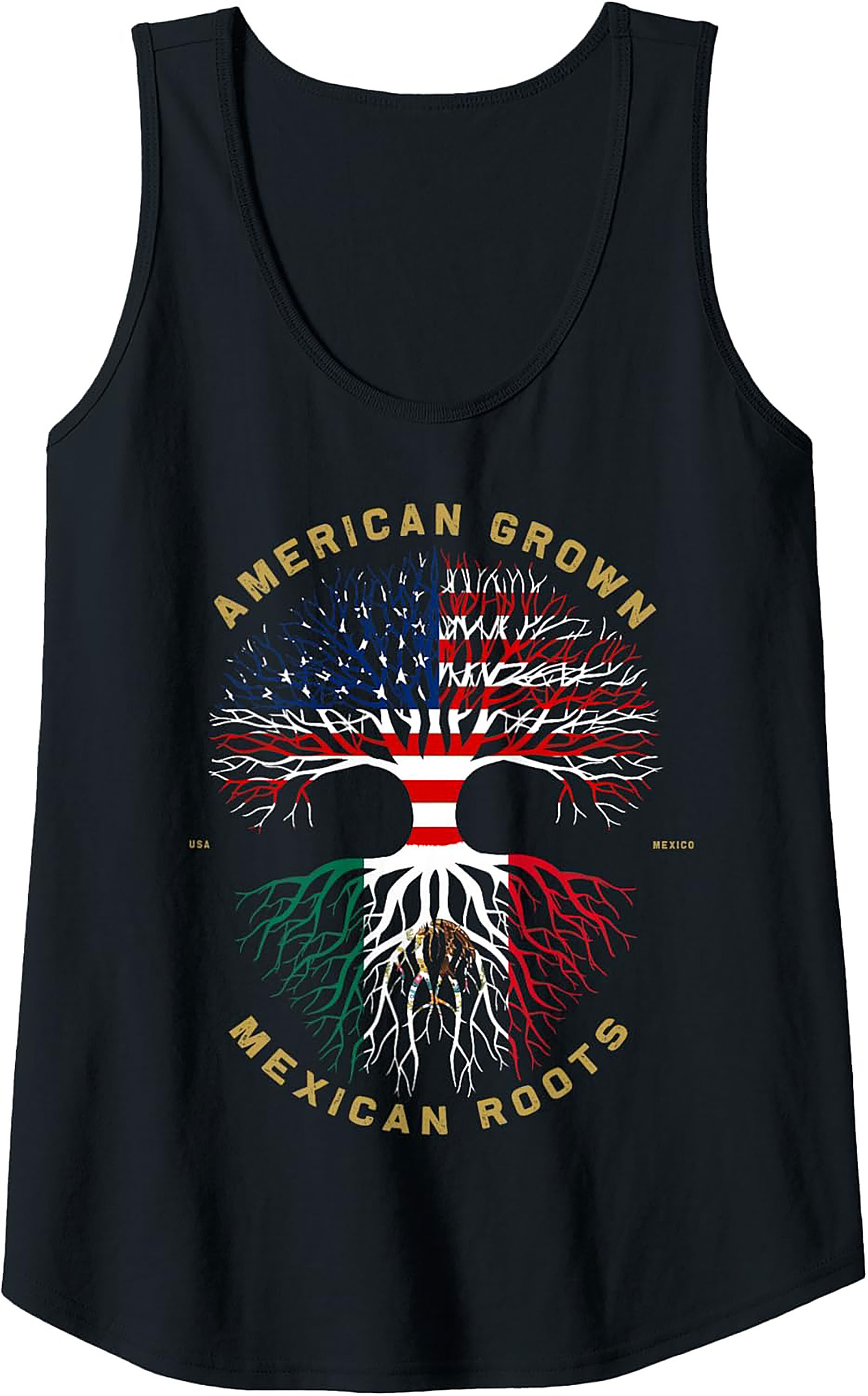 Mexican Roots Graphic Tank American Grown Sleeveless Shirt