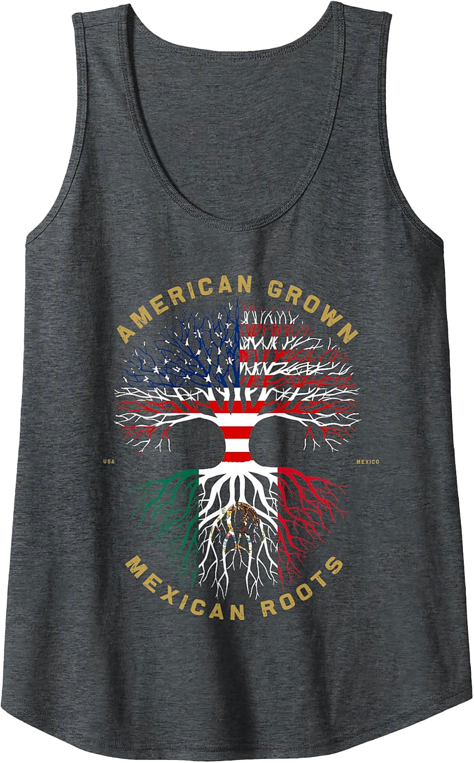 Mexican Roots Graphic Tank American Grown Sleeveless Shirt