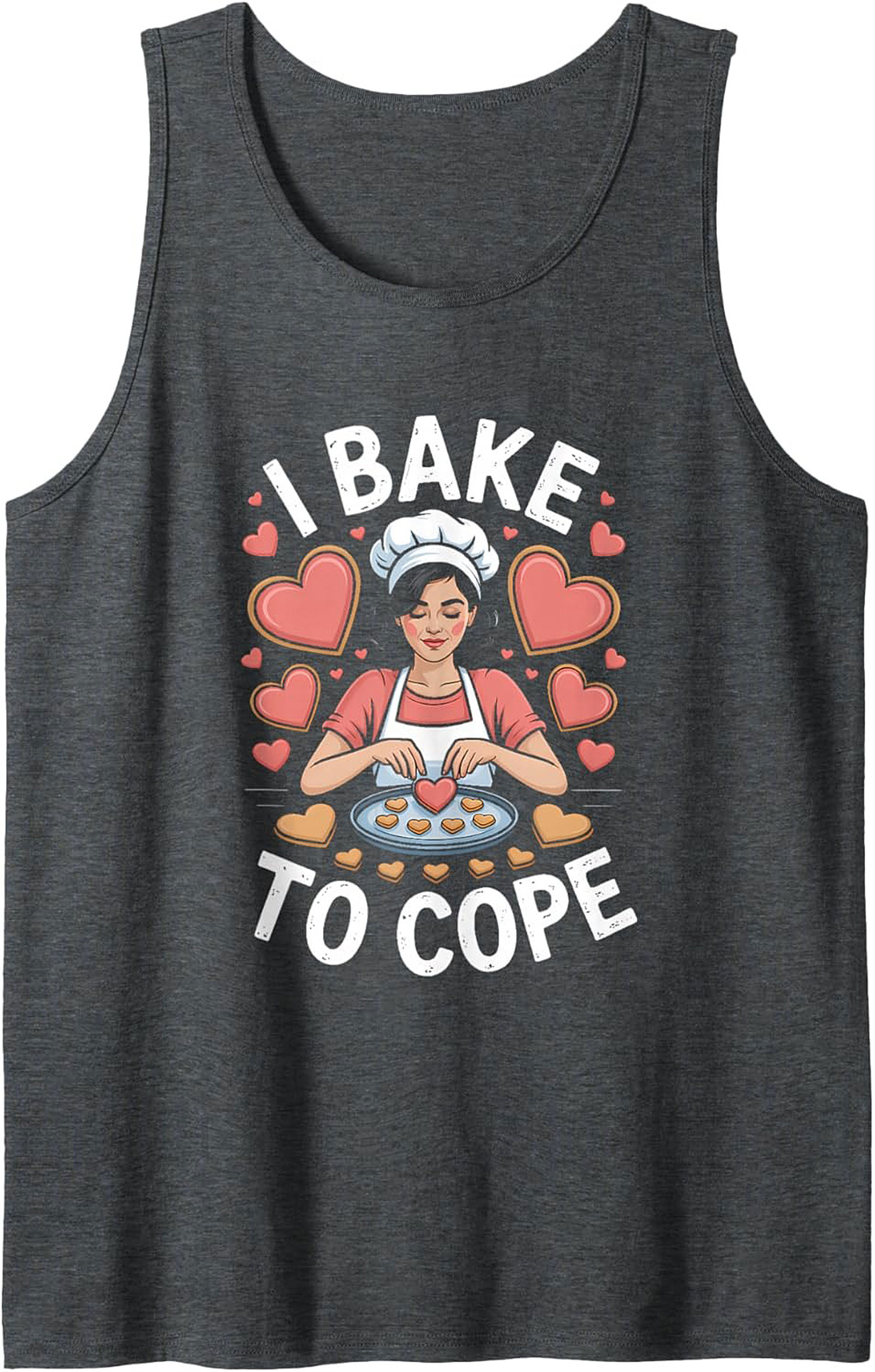 "I Bake To Cope" Graphic Tank Top Funny Baker Gift Idea