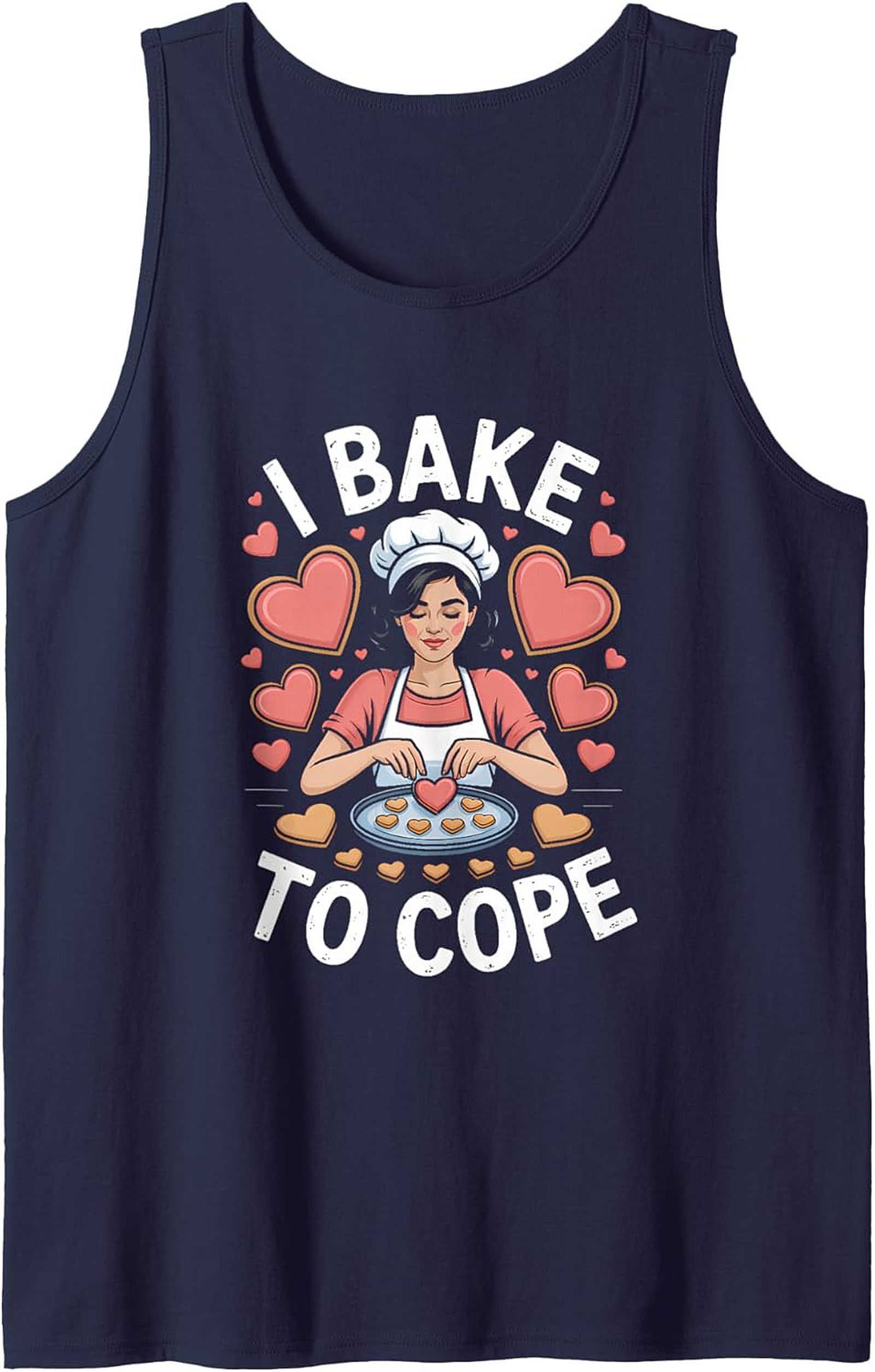 "I Bake To Cope" Graphic Tank Top Funny Baker Gift Idea