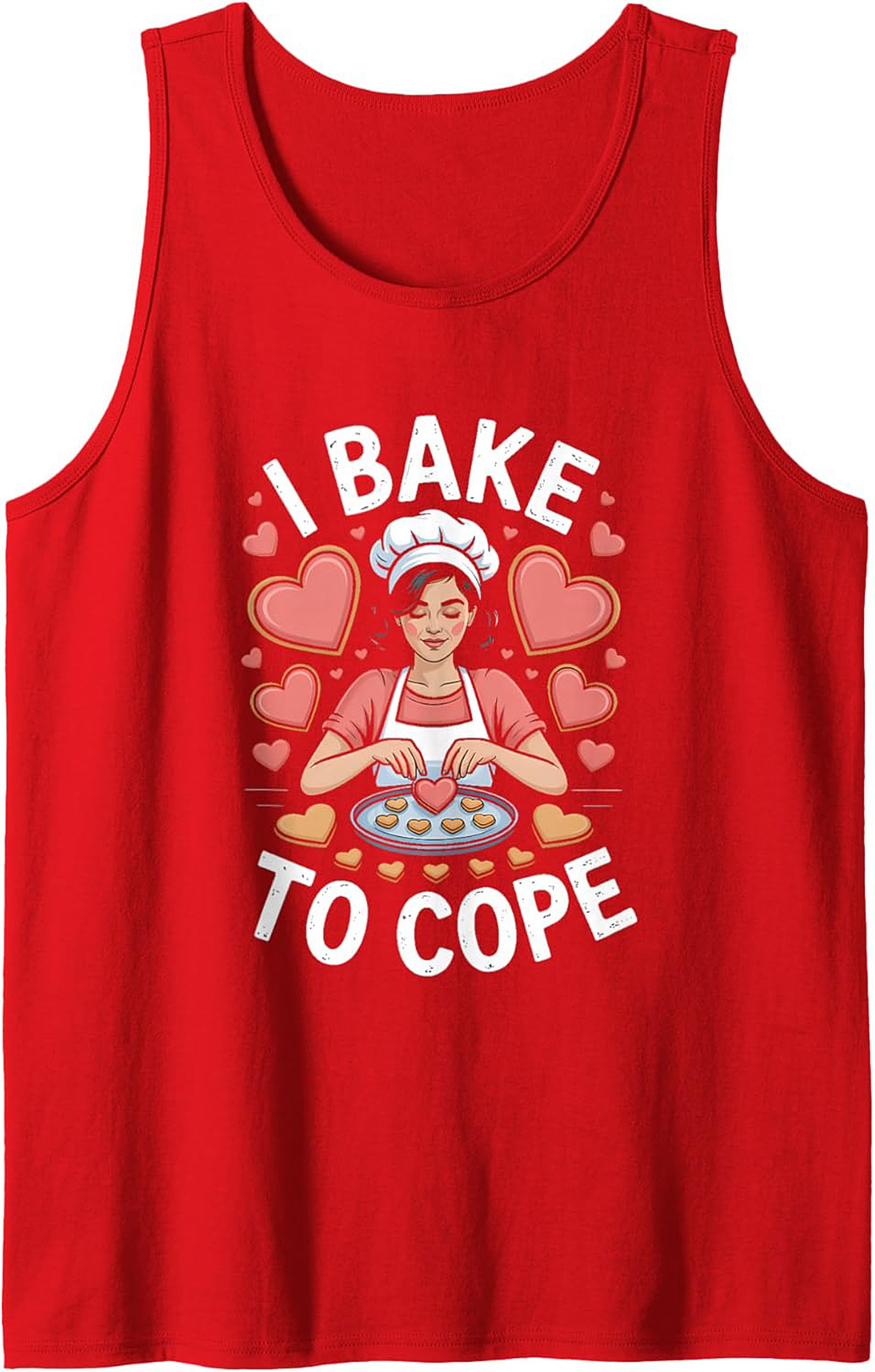 "I Bake To Cope" Graphic Tank Top Funny Baker Gift Idea