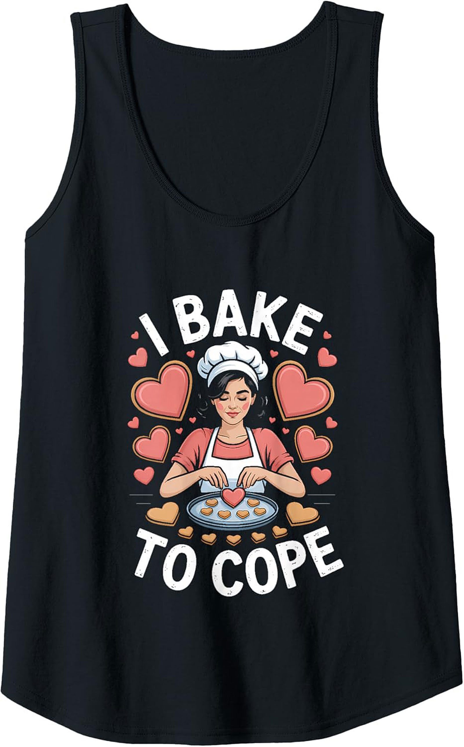 "I Bake To Cope" Graphic Tank Top Funny Baker Gift Idea