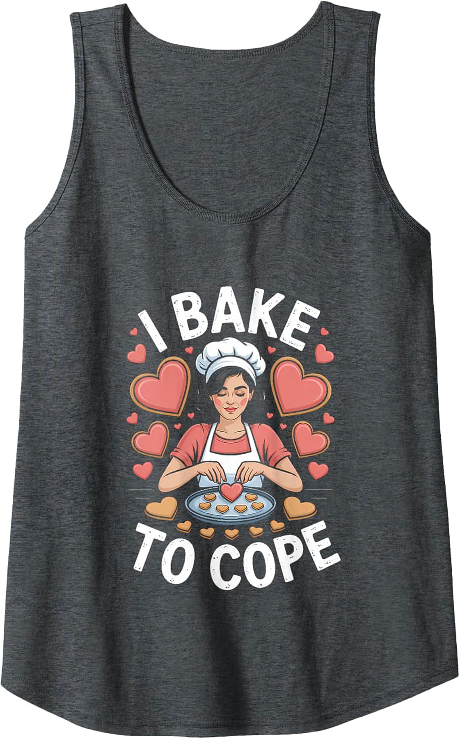 "I Bake To Cope" Graphic Tank Top Funny Baker Gift Idea