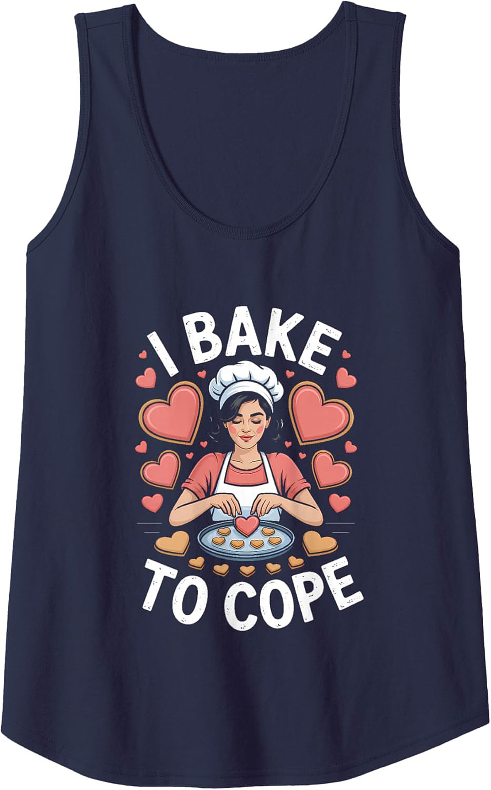"I Bake To Cope" Graphic Tank Top Funny Baker Gift Idea