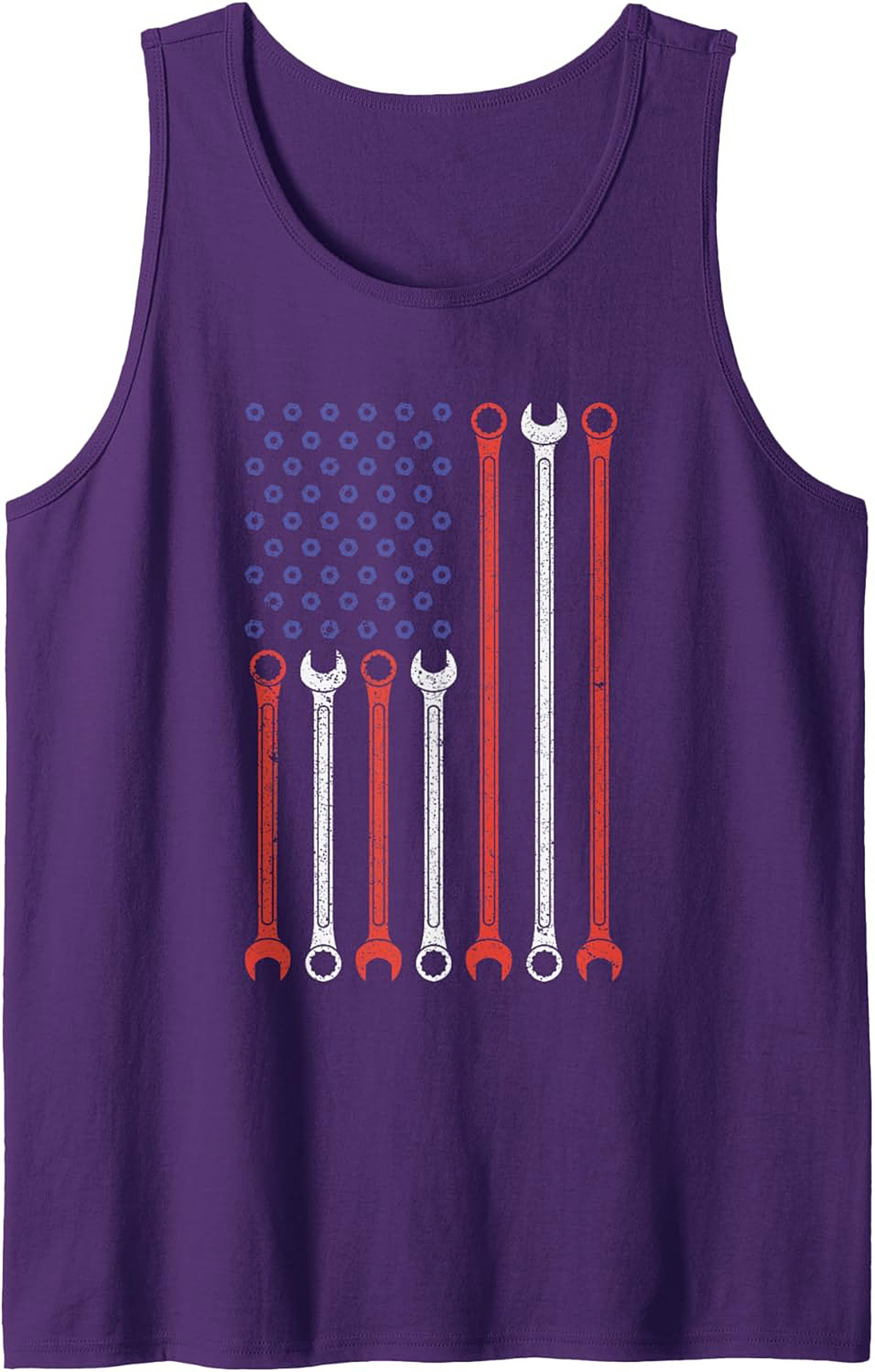Mechanic Wrench Graphic Tank  Patriotic Tradesman Sleeveless Shirt