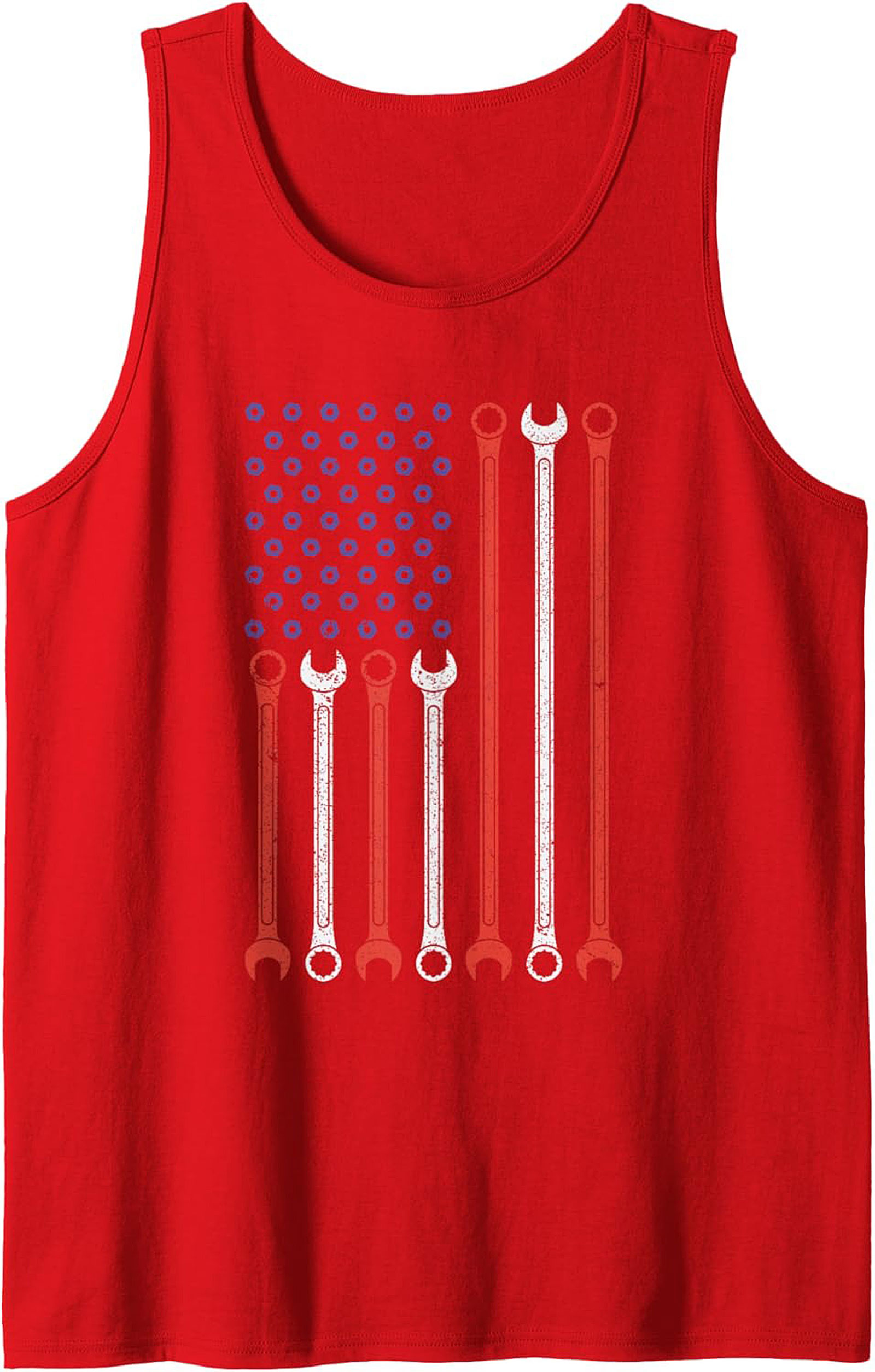 Mechanic Wrench Graphic Tank  Patriotic Tradesman Sleeveless Shirt