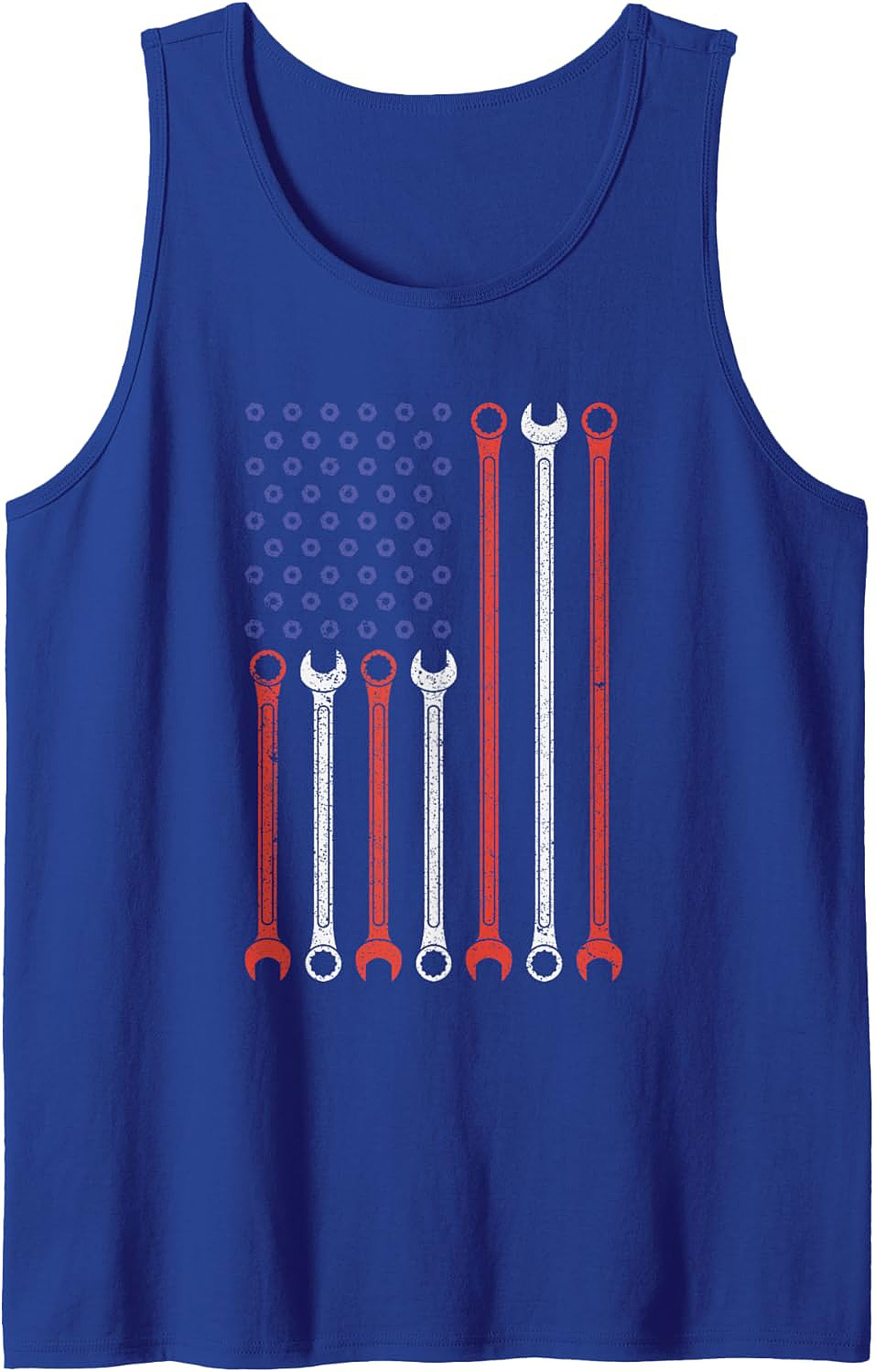 Mechanic Wrench Graphic Tank  Patriotic Tradesman Sleeveless Shirt