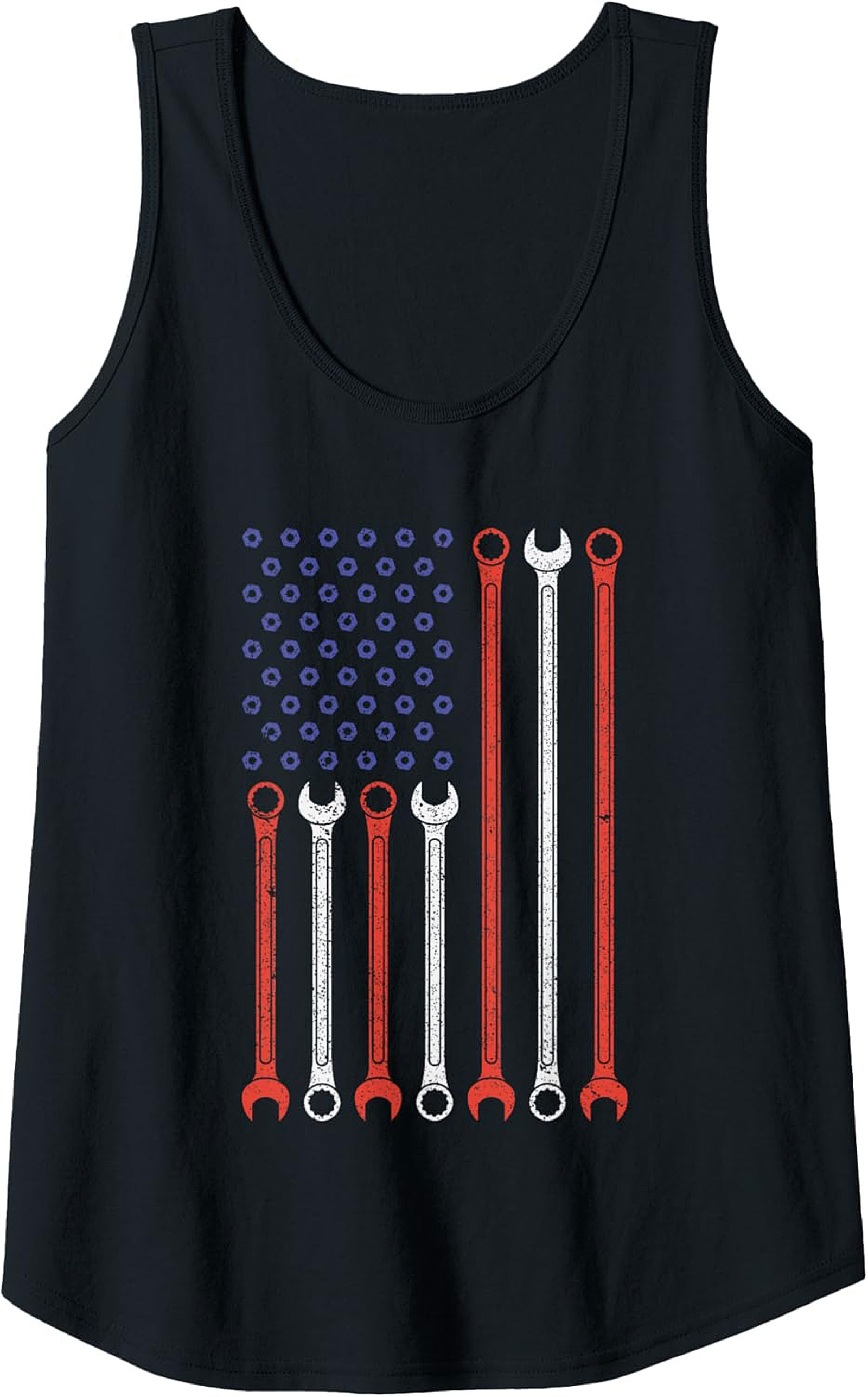 Mechanic Wrench Graphic Tank  Patriotic Tradesman Sleeveless Shirt