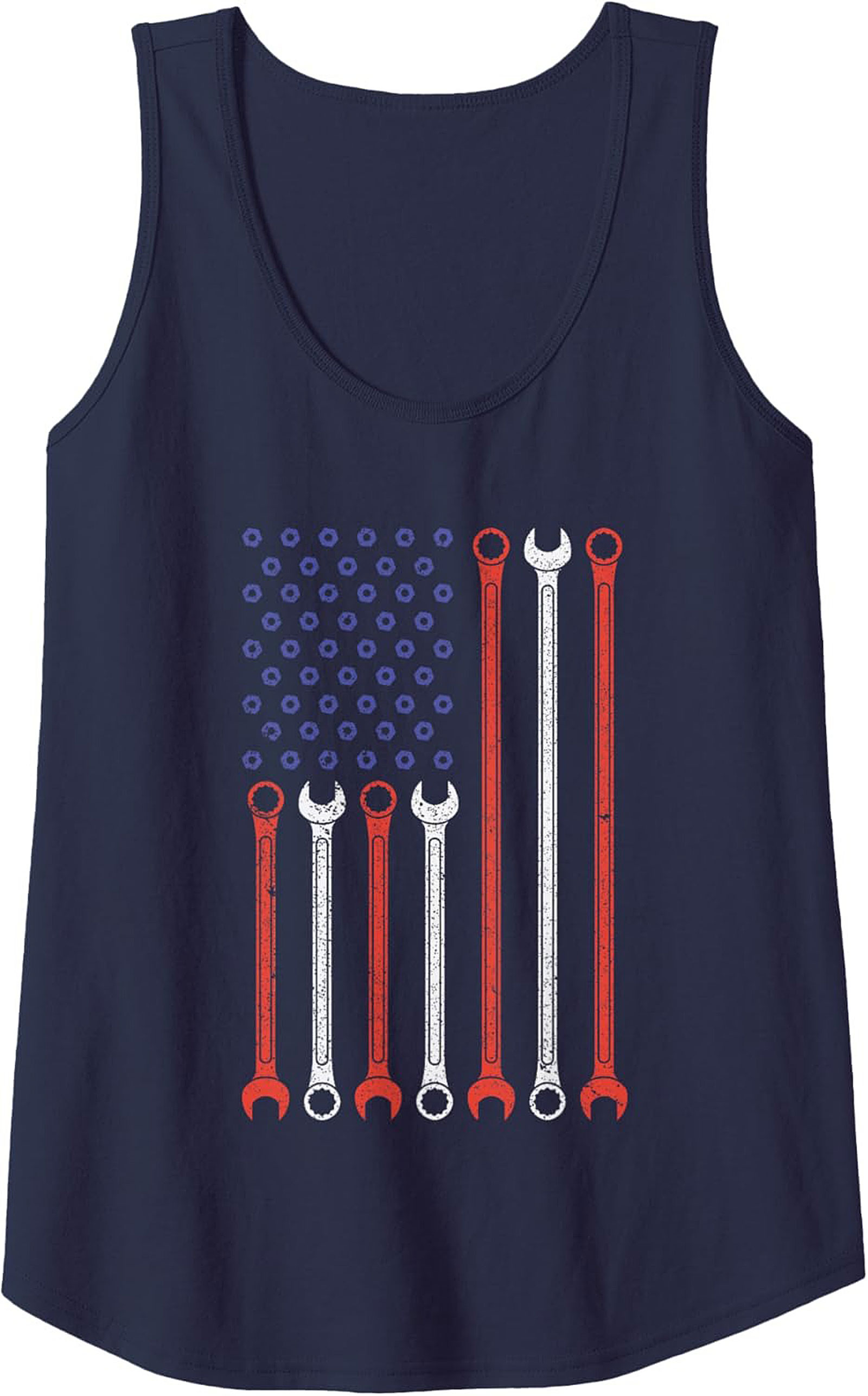 Mechanic Wrench Graphic Tank  Patriotic Tradesman Sleeveless Shirt