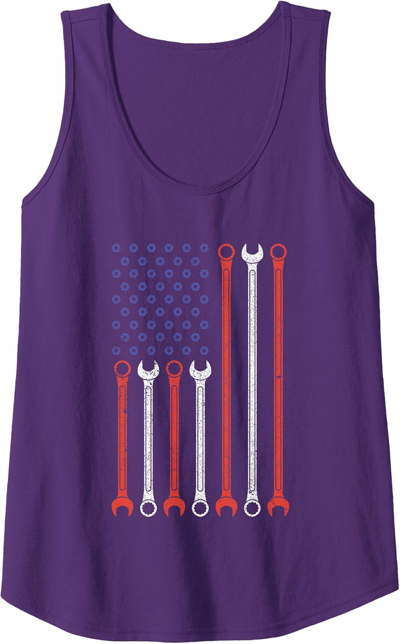 Mechanic Wrench Graphic Tank  Patriotic Tradesman Sleeveless Shirt
