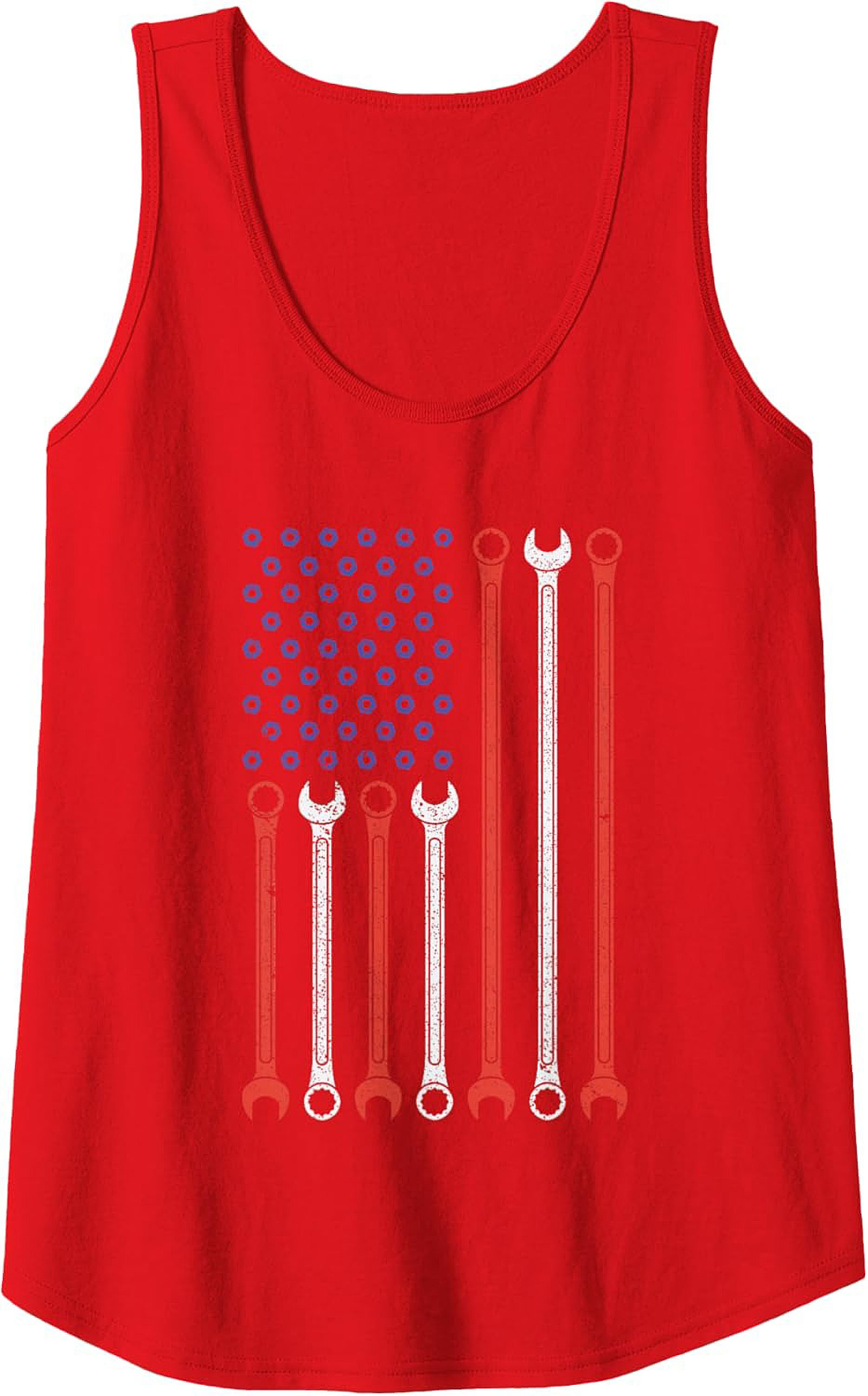 Mechanic Wrench Graphic Tank  Patriotic Tradesman Sleeveless Shirt
