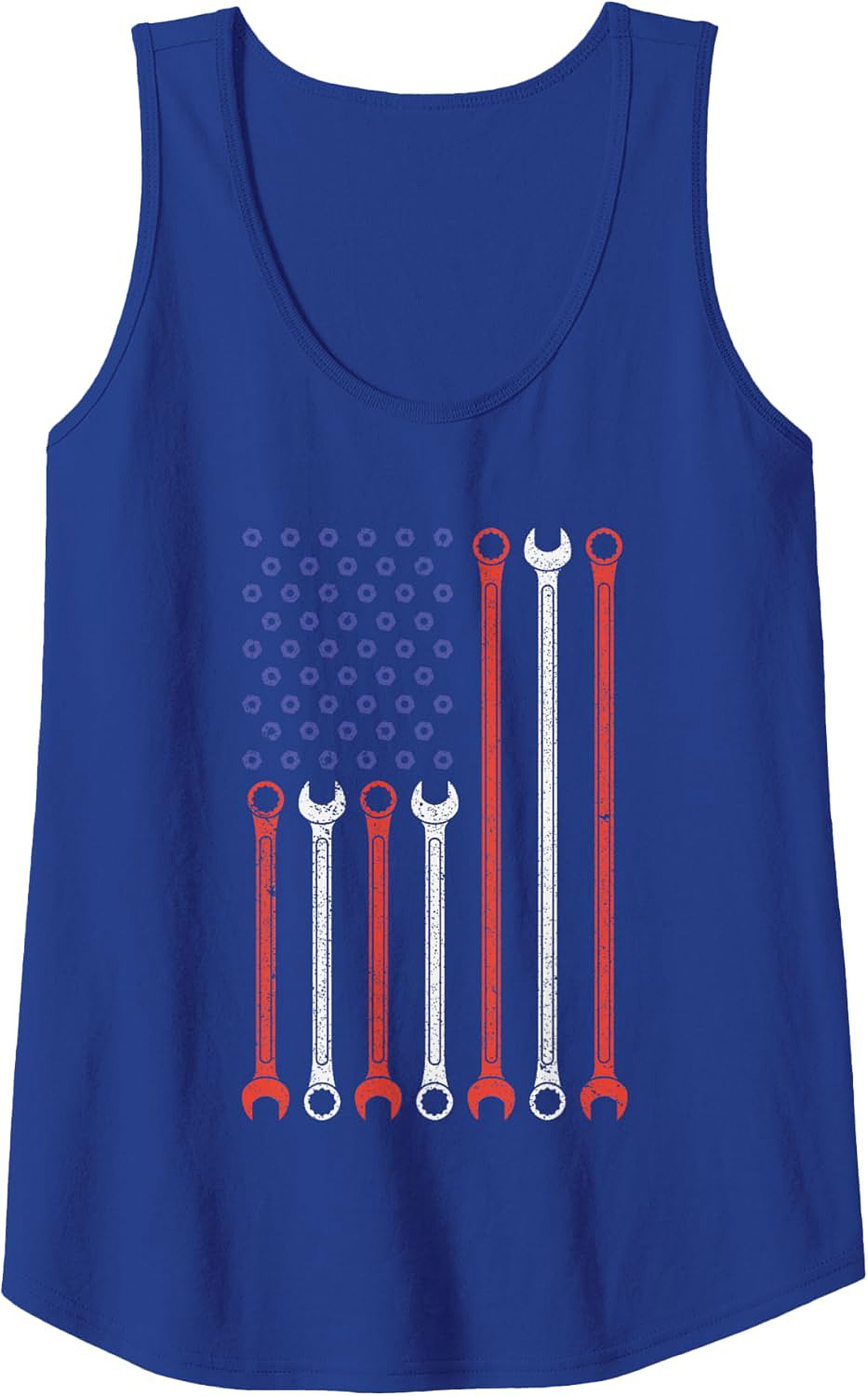 Mechanic Wrench Graphic Tank  Patriotic Tradesman Sleeveless Shirt