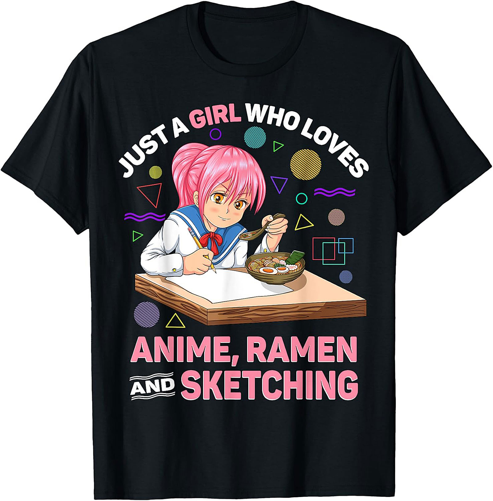 Anime Ramen Sketching Graphic Tee | Funny Otaku Shirt
