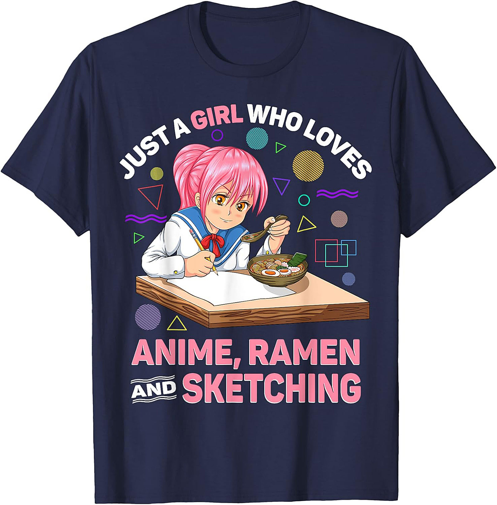Anime Ramen Sketching Graphic Tee | Funny Otaku Shirt