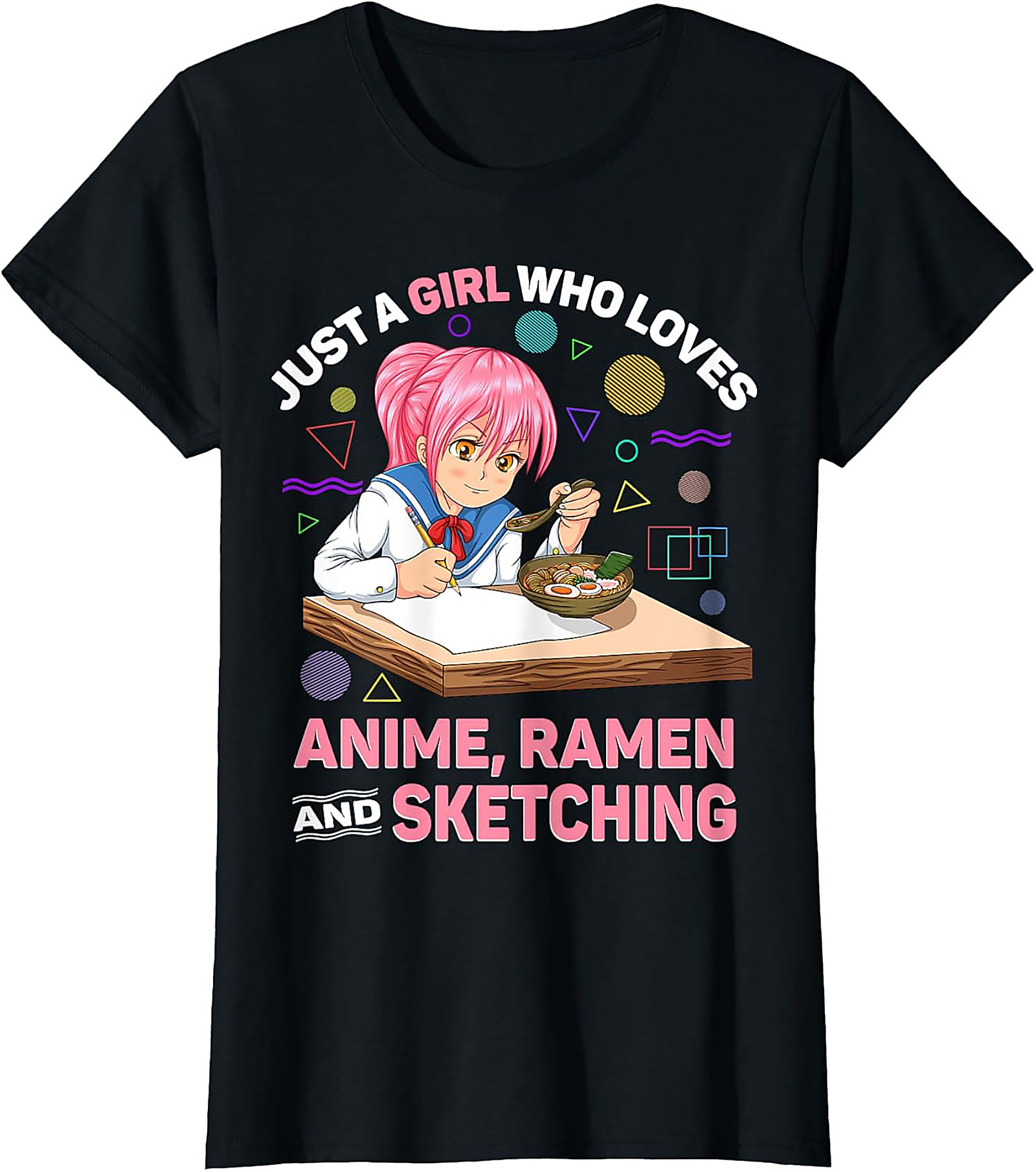 Anime Ramen Sketching Graphic Tee | Funny Otaku Shirt