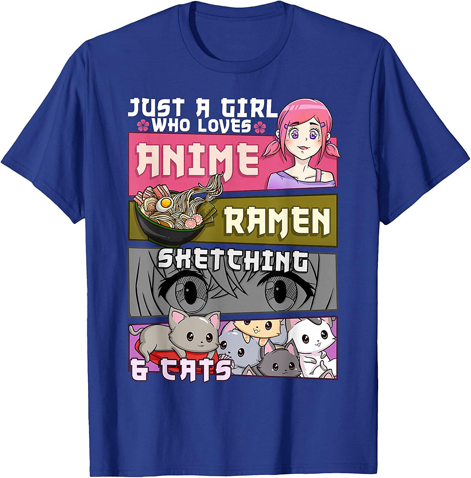  Anime Ramen Cats Graphic Tee | Just a Girl Who Loves Shirt