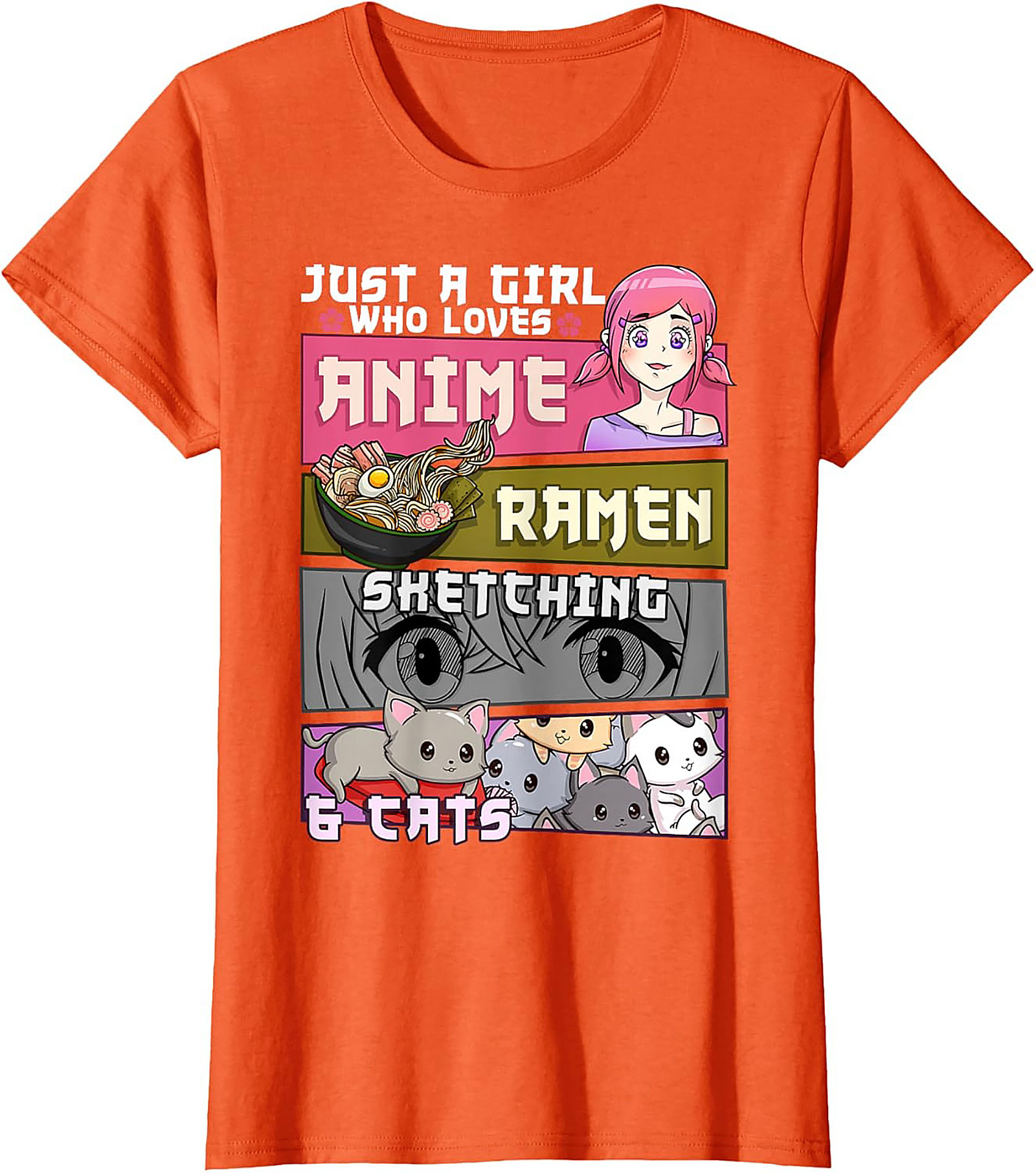  Anime Ramen Cats Graphic Tee | Just a Girl Who Loves Shirt