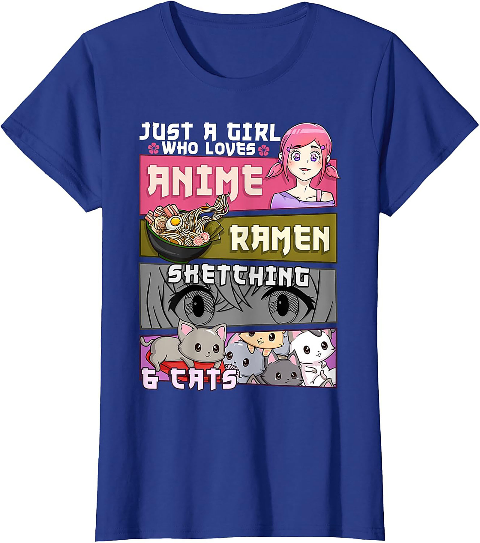  Anime Ramen Cats Graphic Tee | Just a Girl Who Loves Shirt
