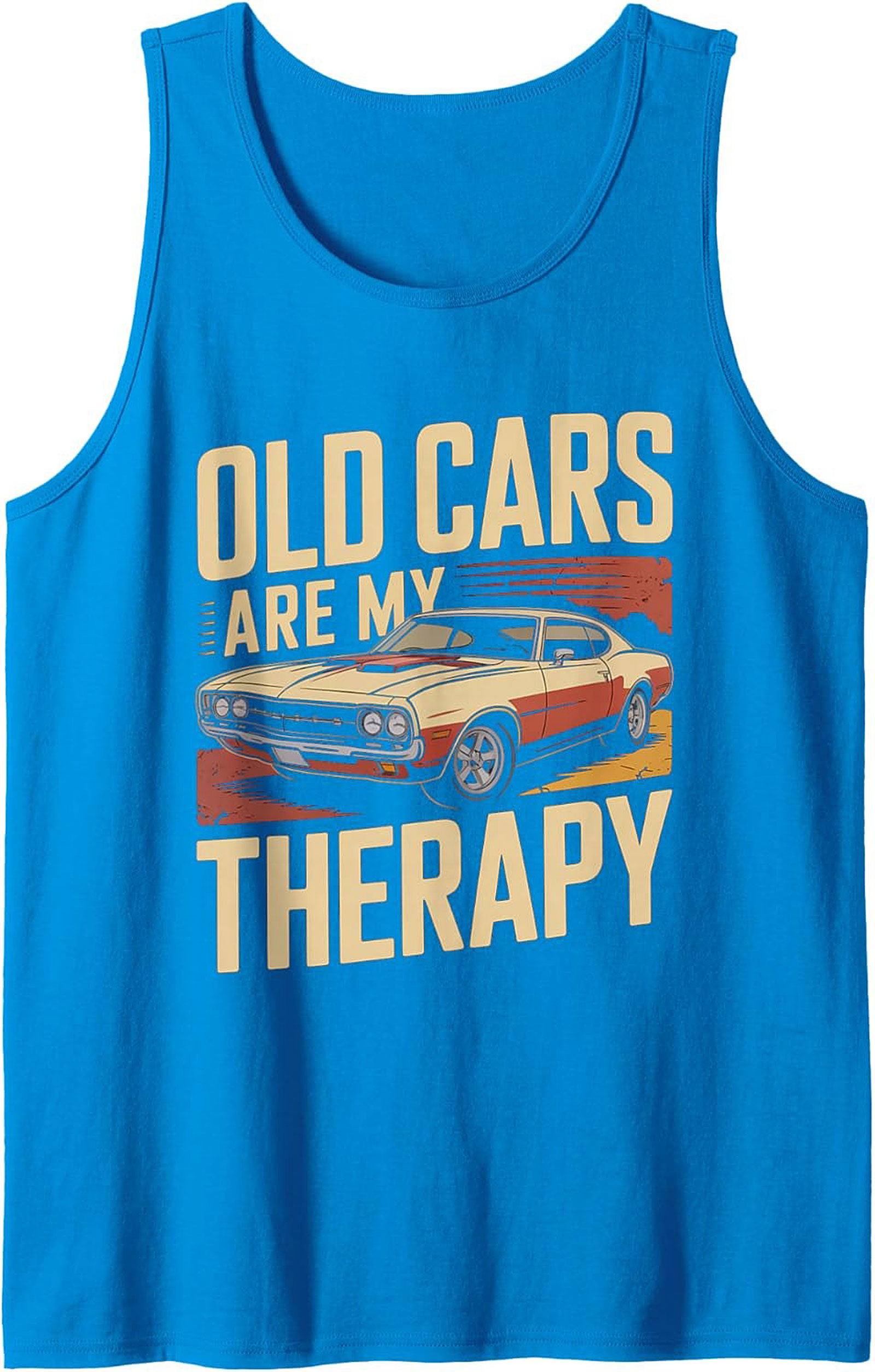 Muscle Car Graphic Tank Top Old Cars Are My Therapy Gift