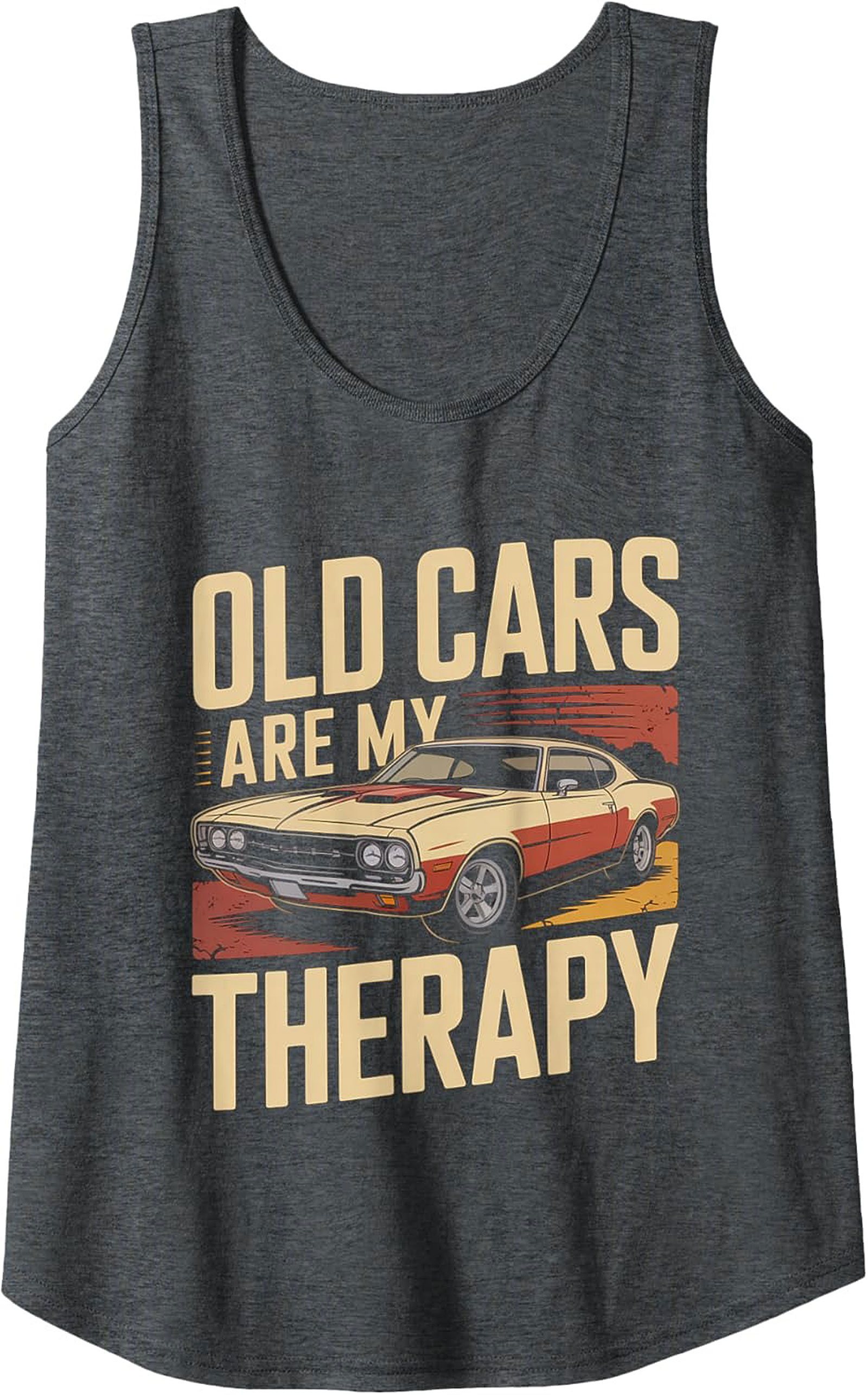 Muscle Car Graphic Tank Top Old Cars Are My Therapy Gift