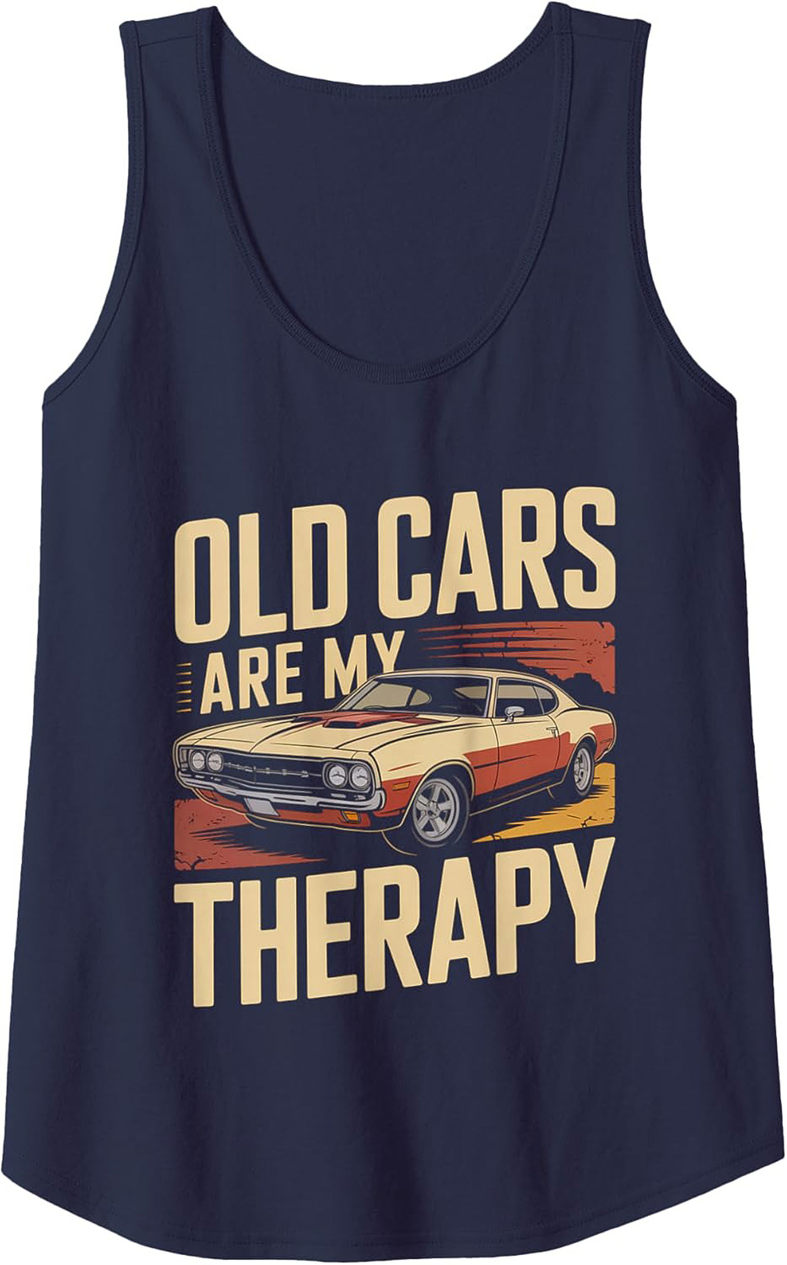 Muscle Car Graphic Tank Top Old Cars Are My Therapy Gift