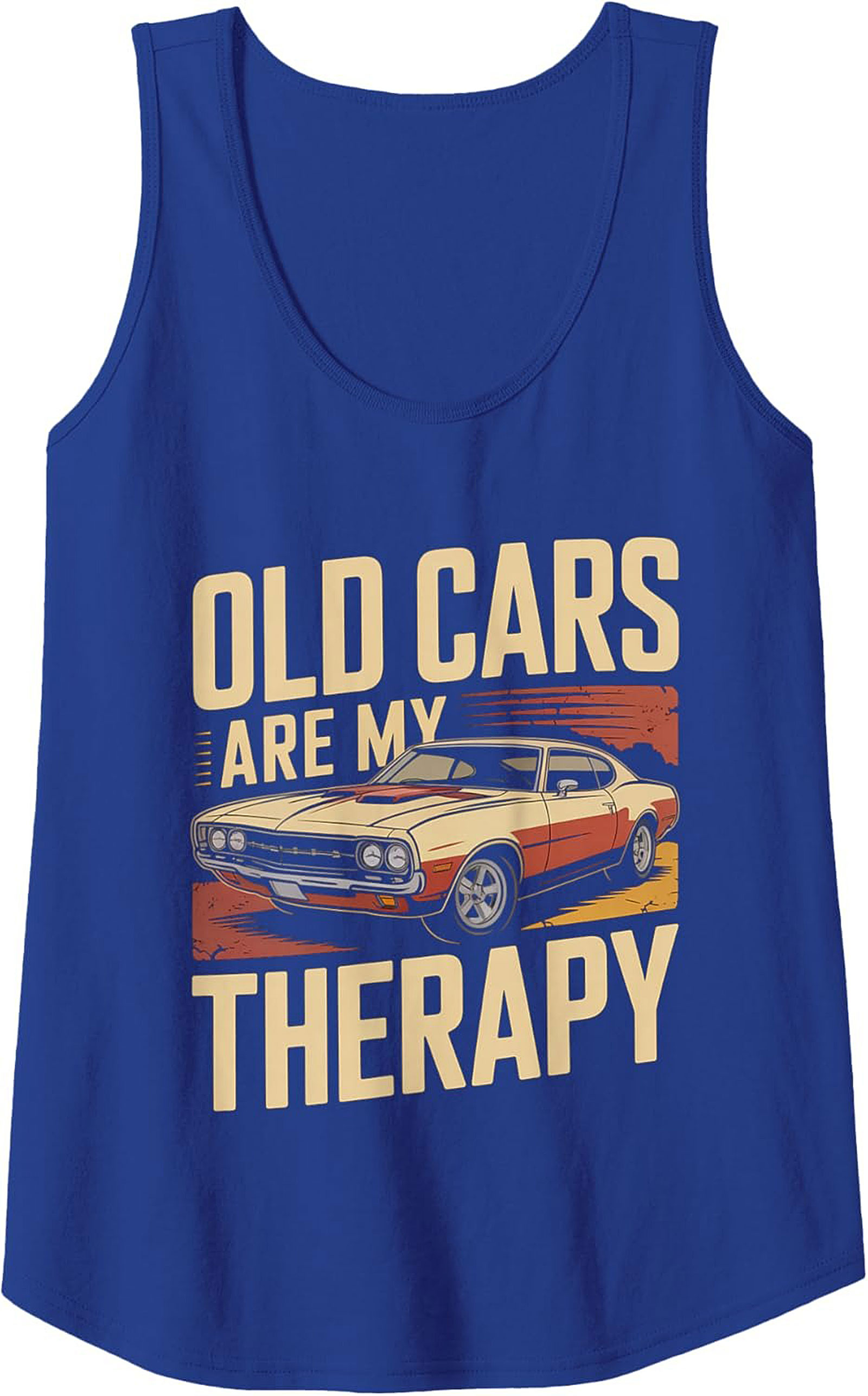 Muscle Car Graphic Tank Top Old Cars Are My Therapy Gift