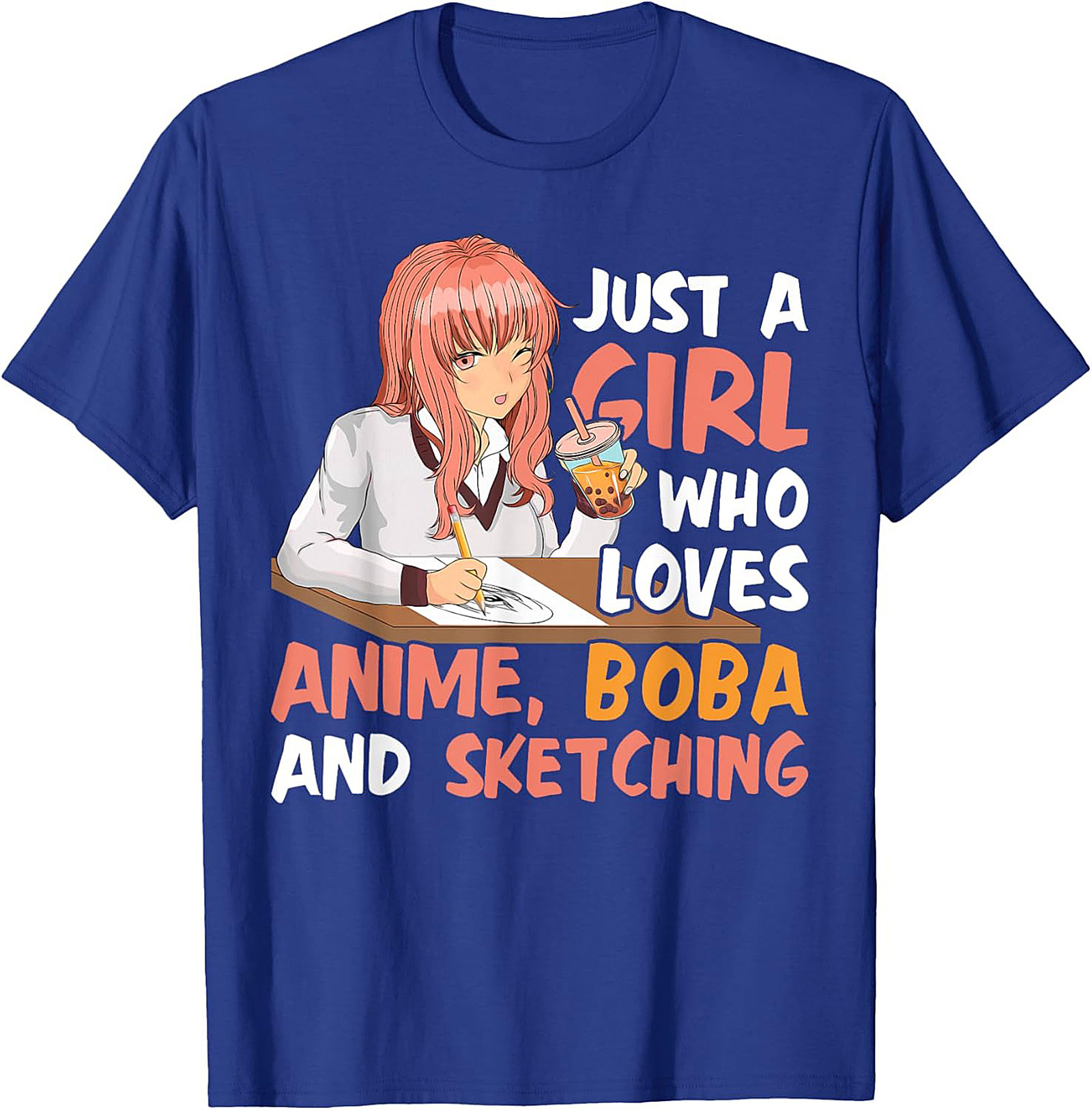 Cute Anime Boba Sketching T-shirt | Funny Graphic Tee