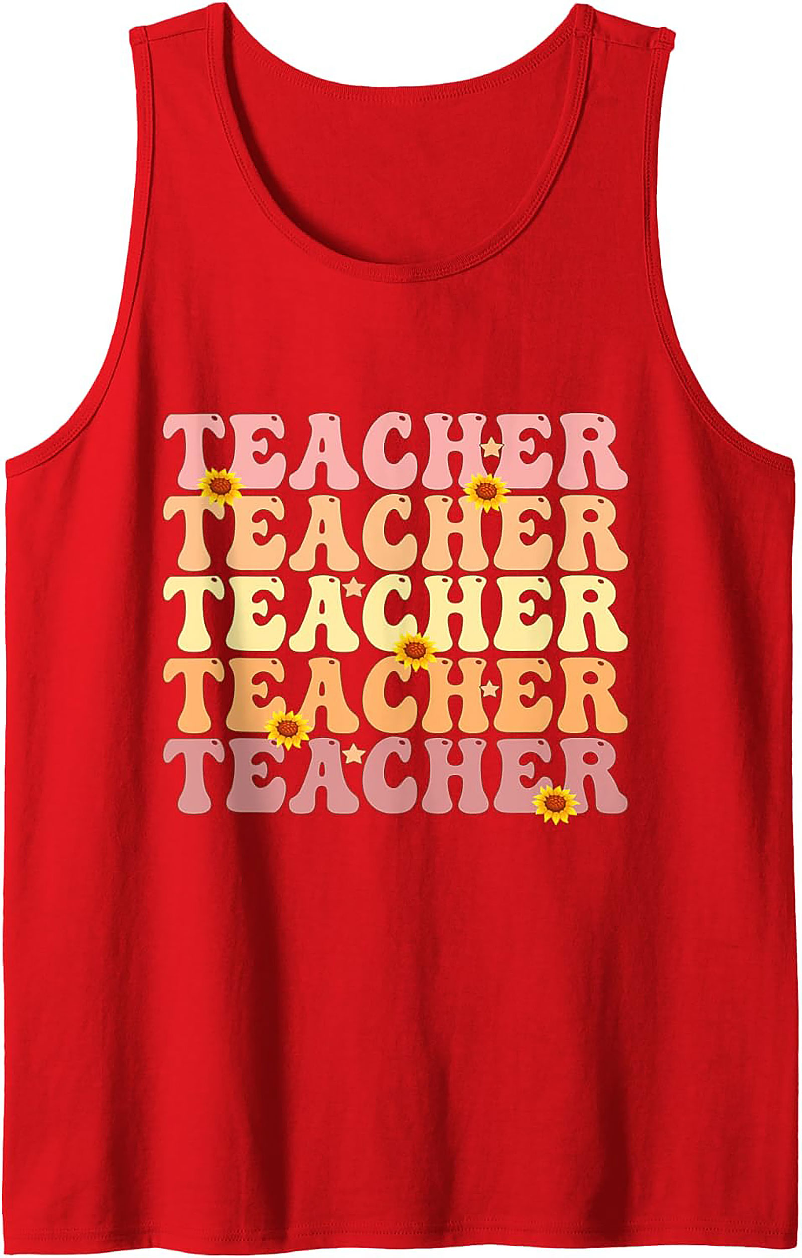 Groovy Teacher Tank Top Retro Sunflower Sleeveless Shirt