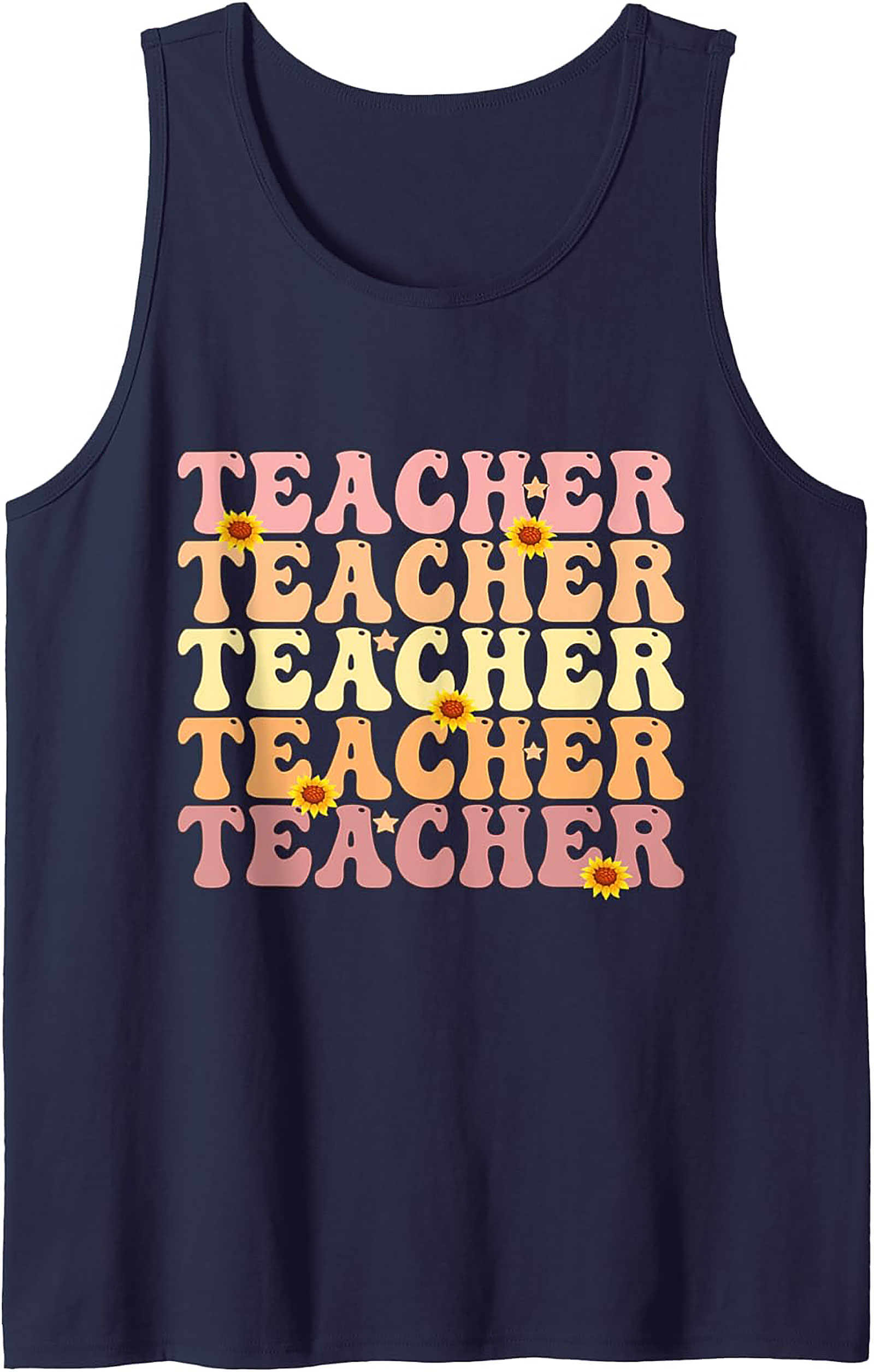 Groovy Teacher Tank Top Retro Sunflower Sleeveless Shirt