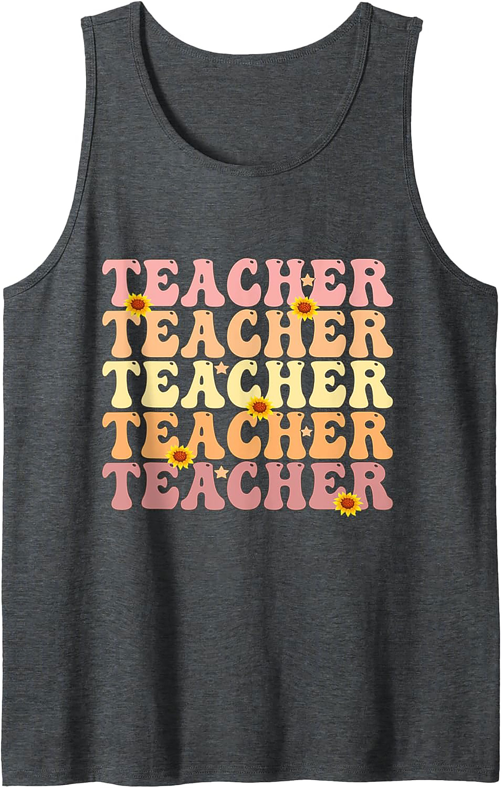 Groovy Teacher Tank Top Retro Sunflower Sleeveless Shirt