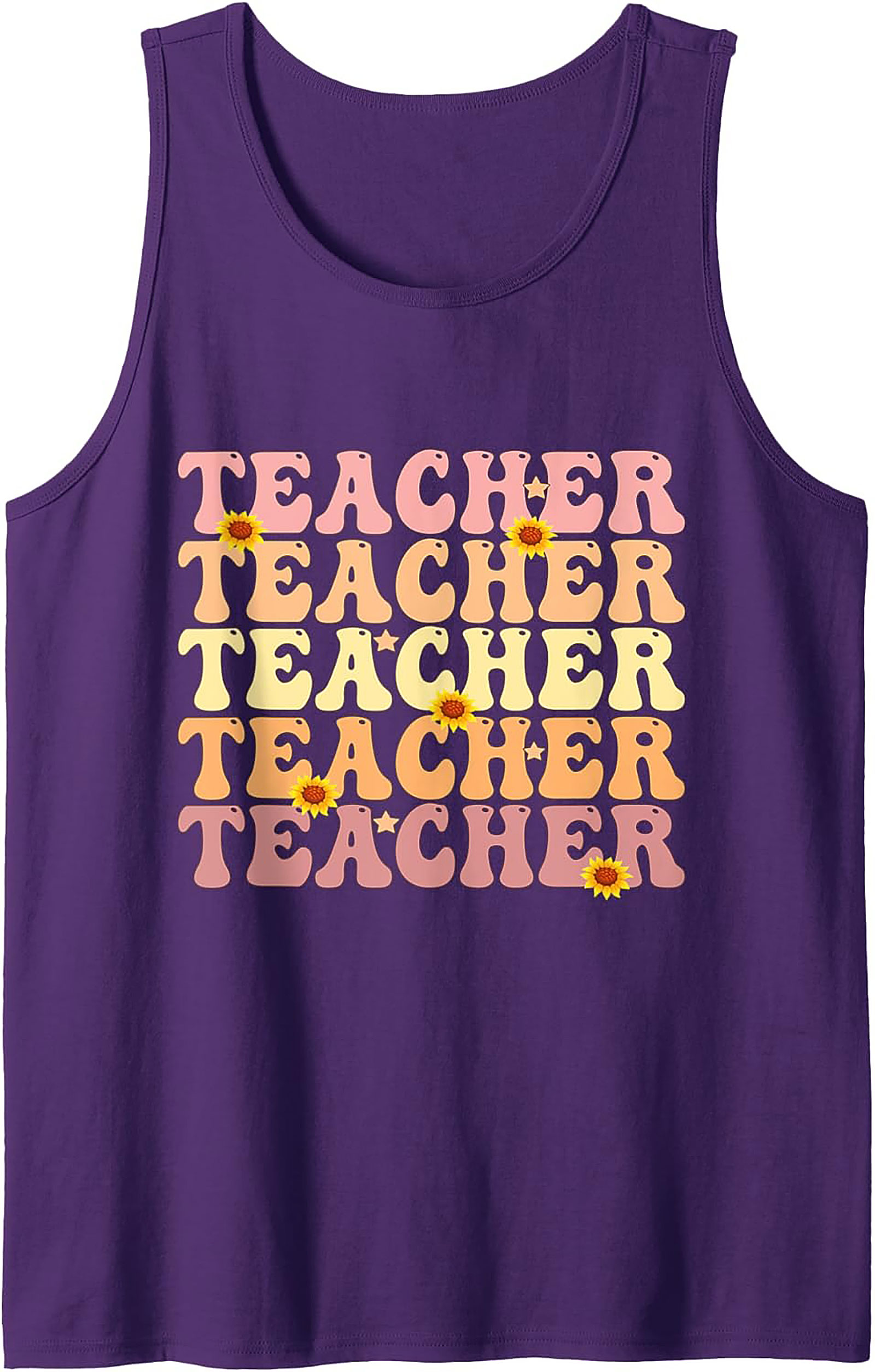 Groovy Teacher Tank Top Retro Sunflower Sleeveless Shirt