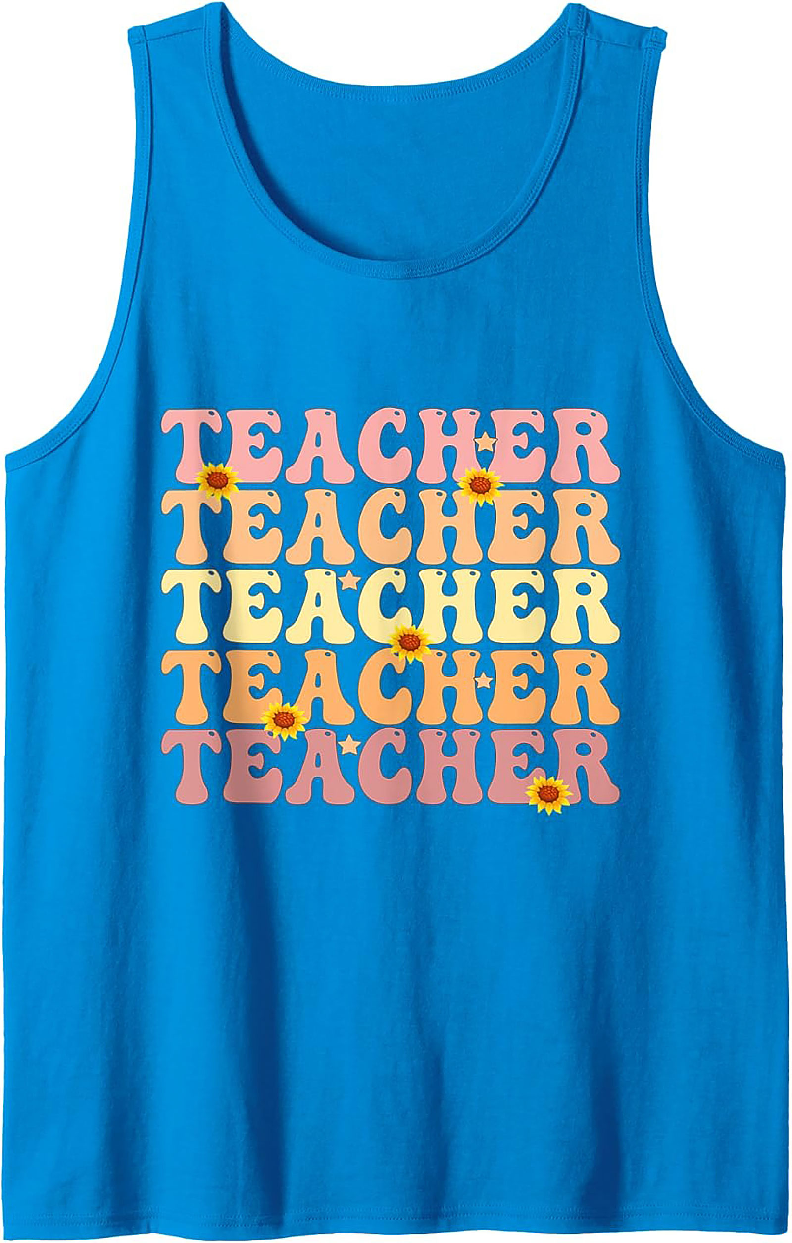 Groovy Teacher Tank Top Retro Sunflower Sleeveless Shirt