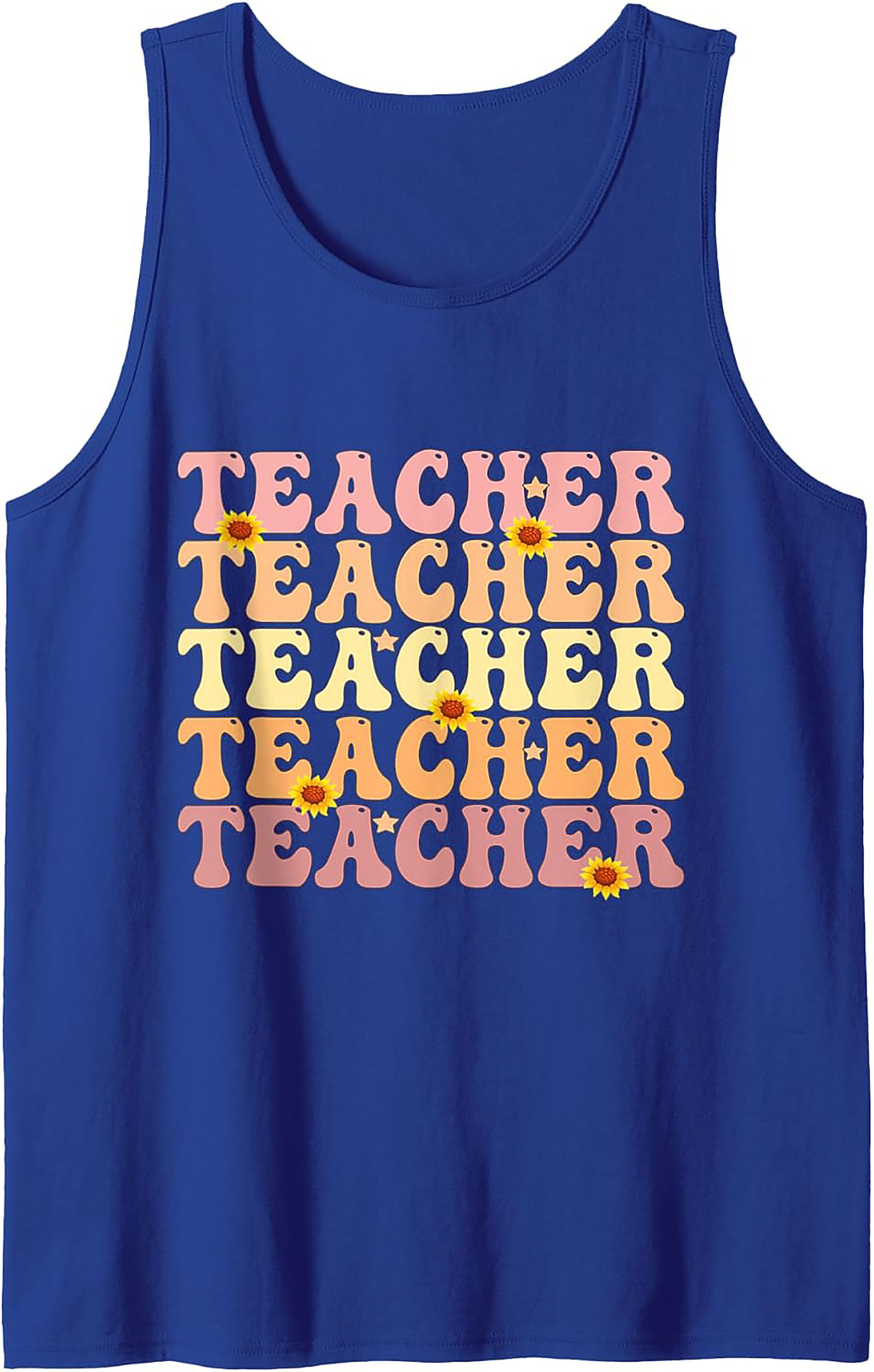 Groovy Teacher Tank Top Retro Sunflower Sleeveless Shirt