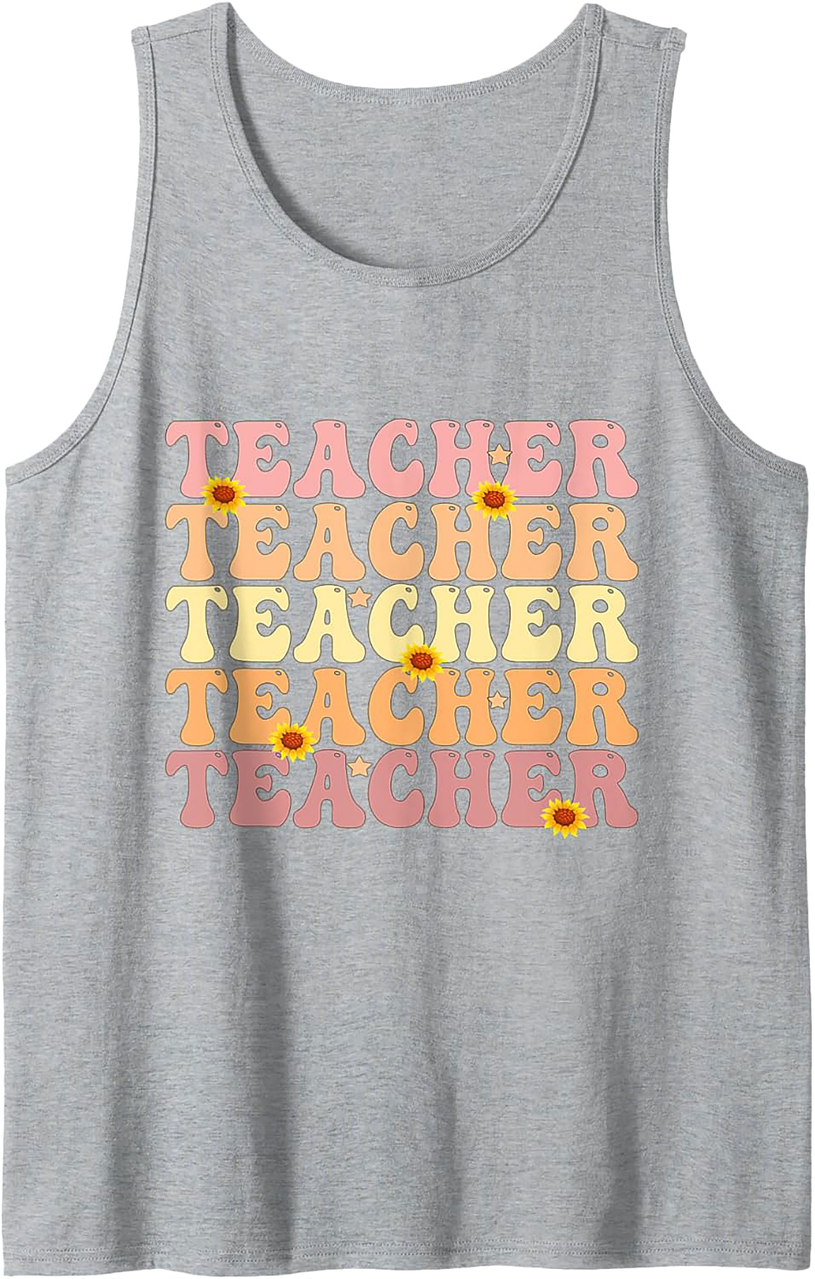 Groovy Teacher Tank Top Retro Sunflower Sleeveless Shirt