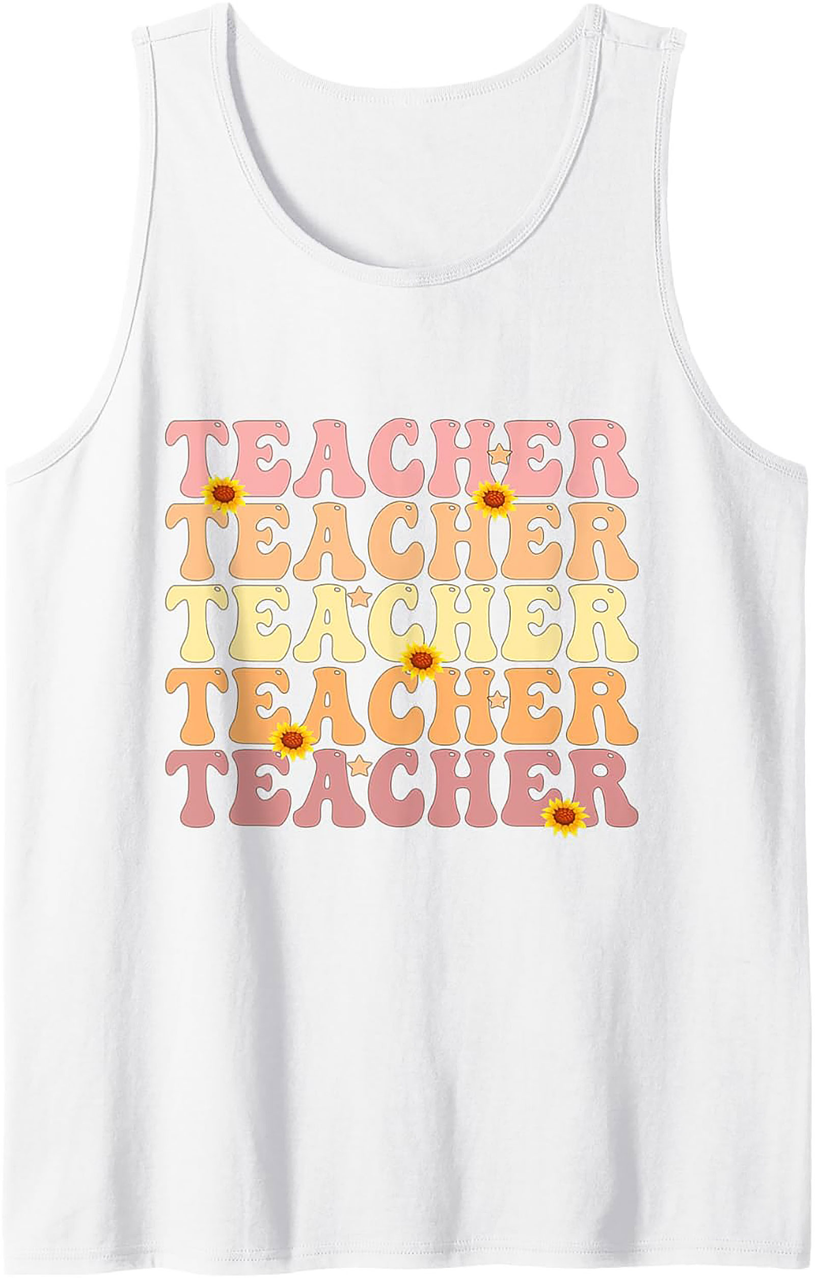 Groovy Teacher Tank Top Retro Sunflower Sleeveless Shirt
