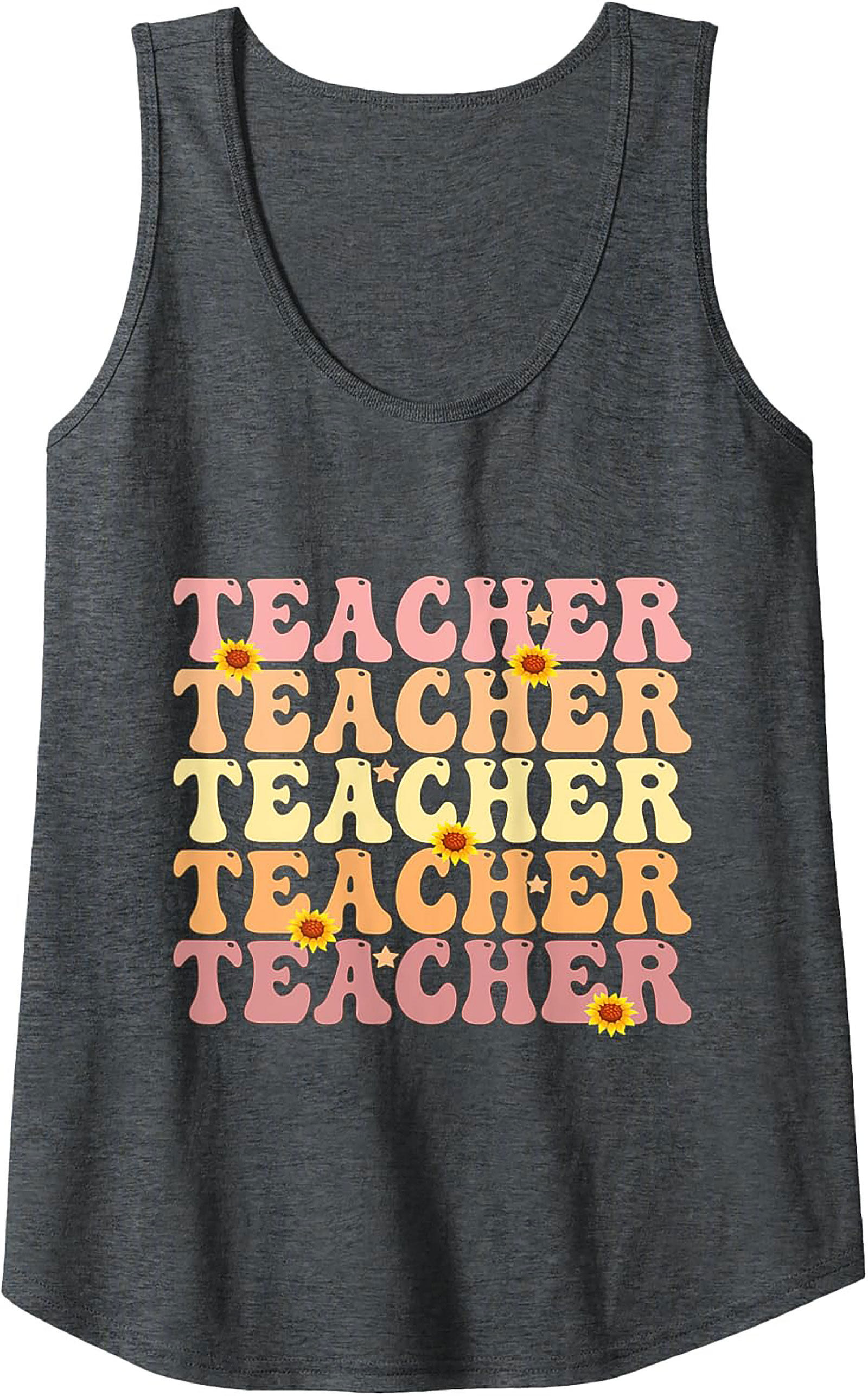 Groovy Teacher Tank Top Retro Sunflower Sleeveless Shirt