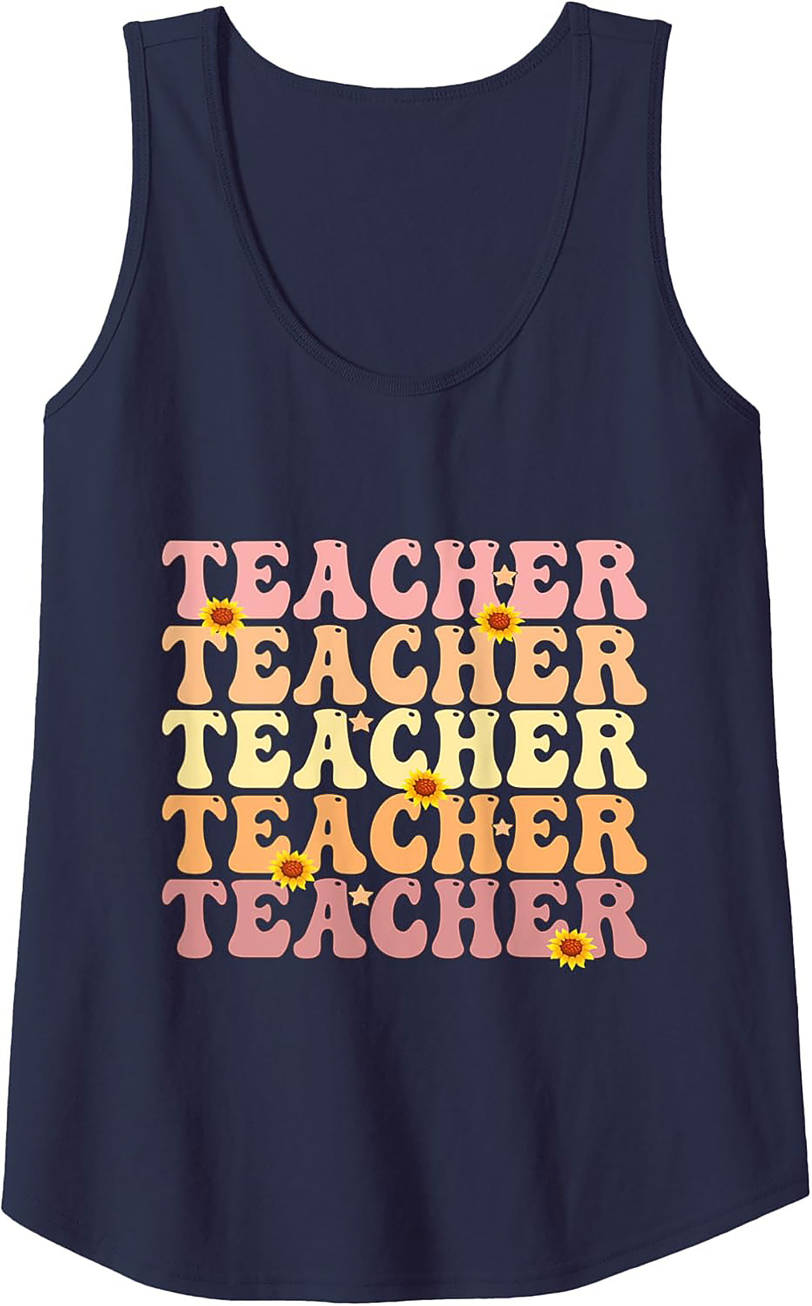 Groovy Teacher Tank Top Retro Sunflower Sleeveless Shirt