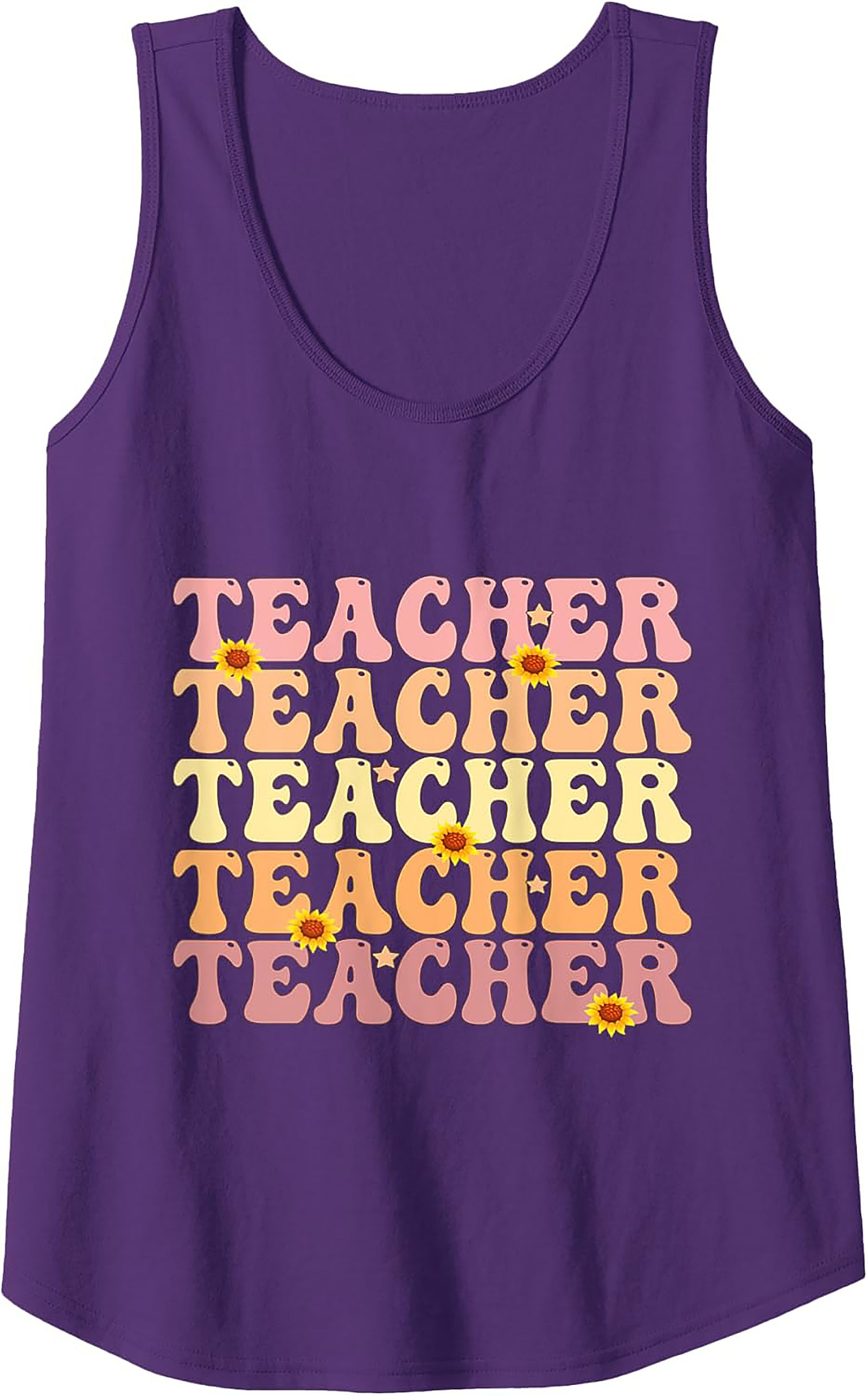 Groovy Teacher Tank Top Retro Sunflower Sleeveless Shirt
