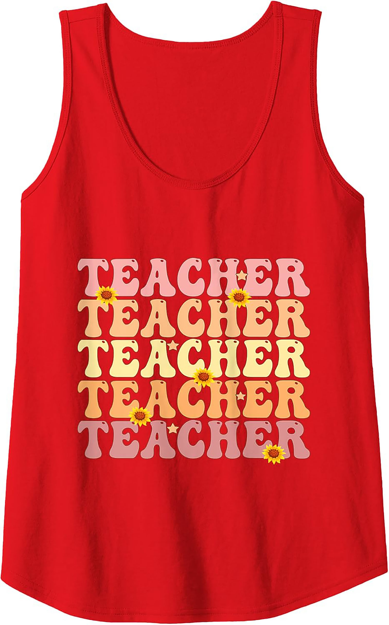 Groovy Teacher Tank Top Retro Sunflower Sleeveless Shirt