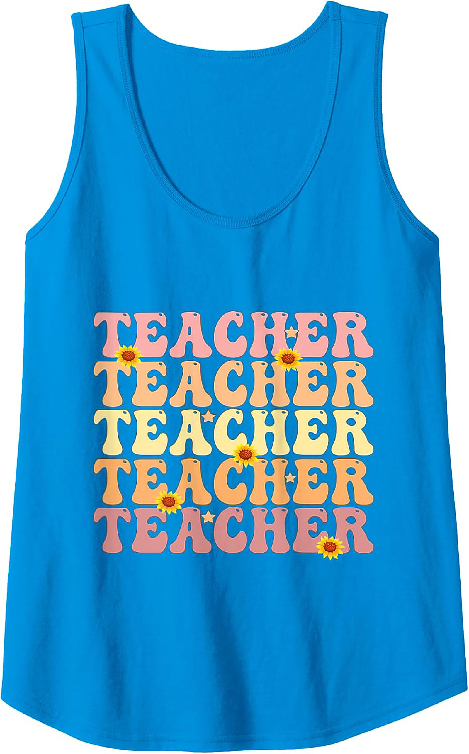 Groovy Teacher Tank Top Retro Sunflower Sleeveless Shirt