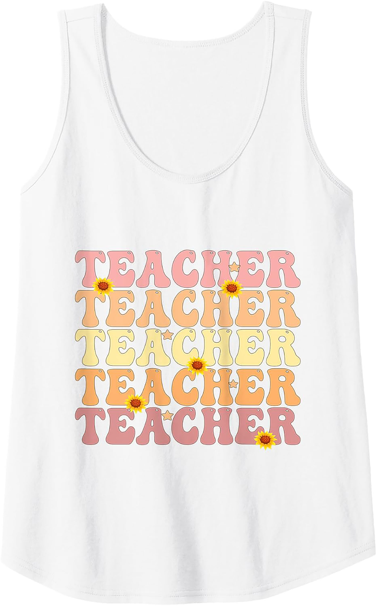 Groovy Teacher Tank Top Retro Sunflower Sleeveless Shirt
