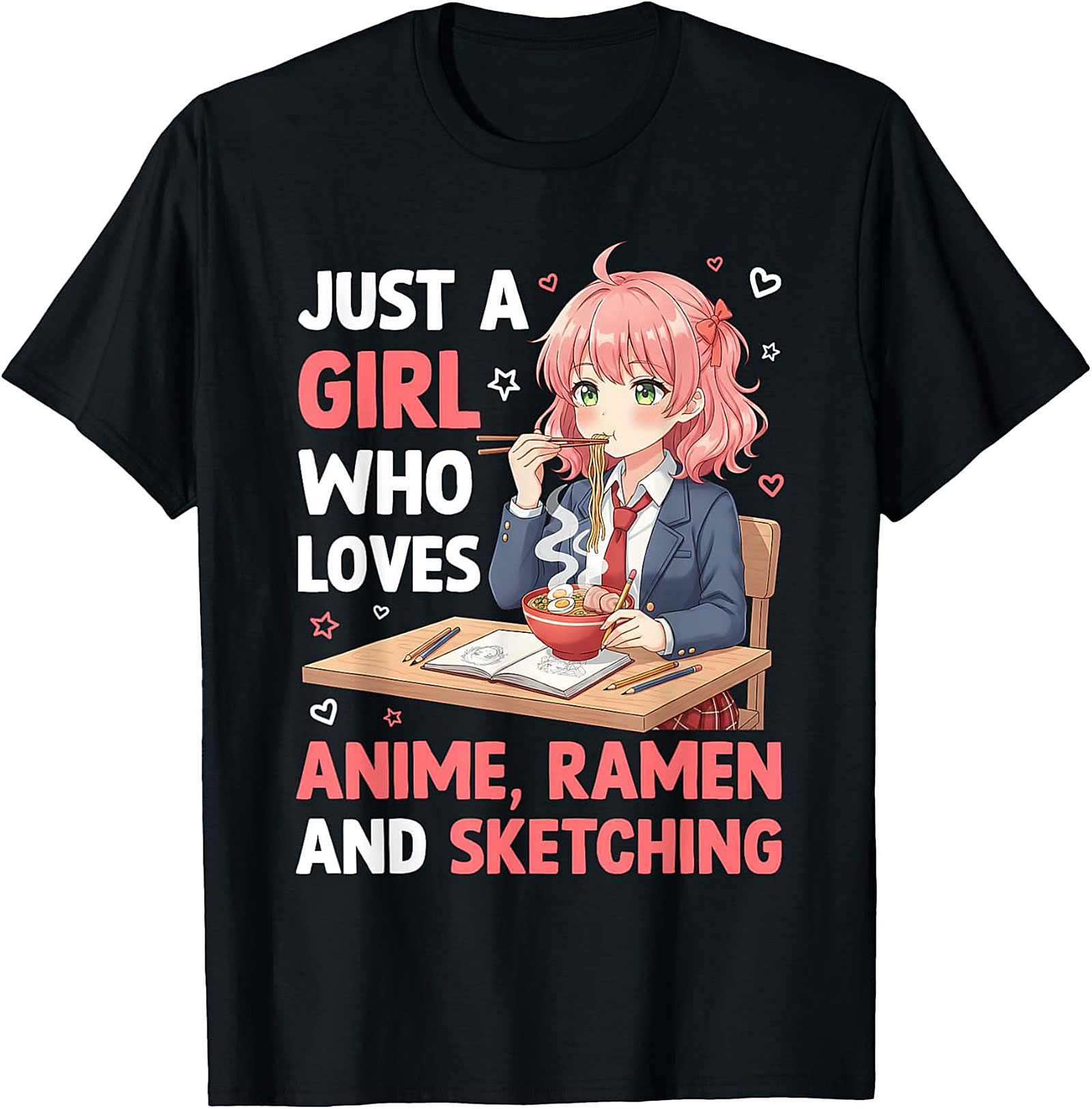 Anime Ramen Sketching T-Shirt | Cute Otaku Graphic Tee