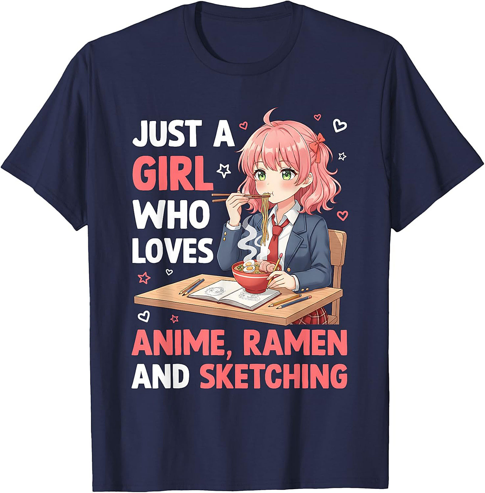 Anime Ramen Sketching T-Shirt | Cute Otaku Graphic Tee
