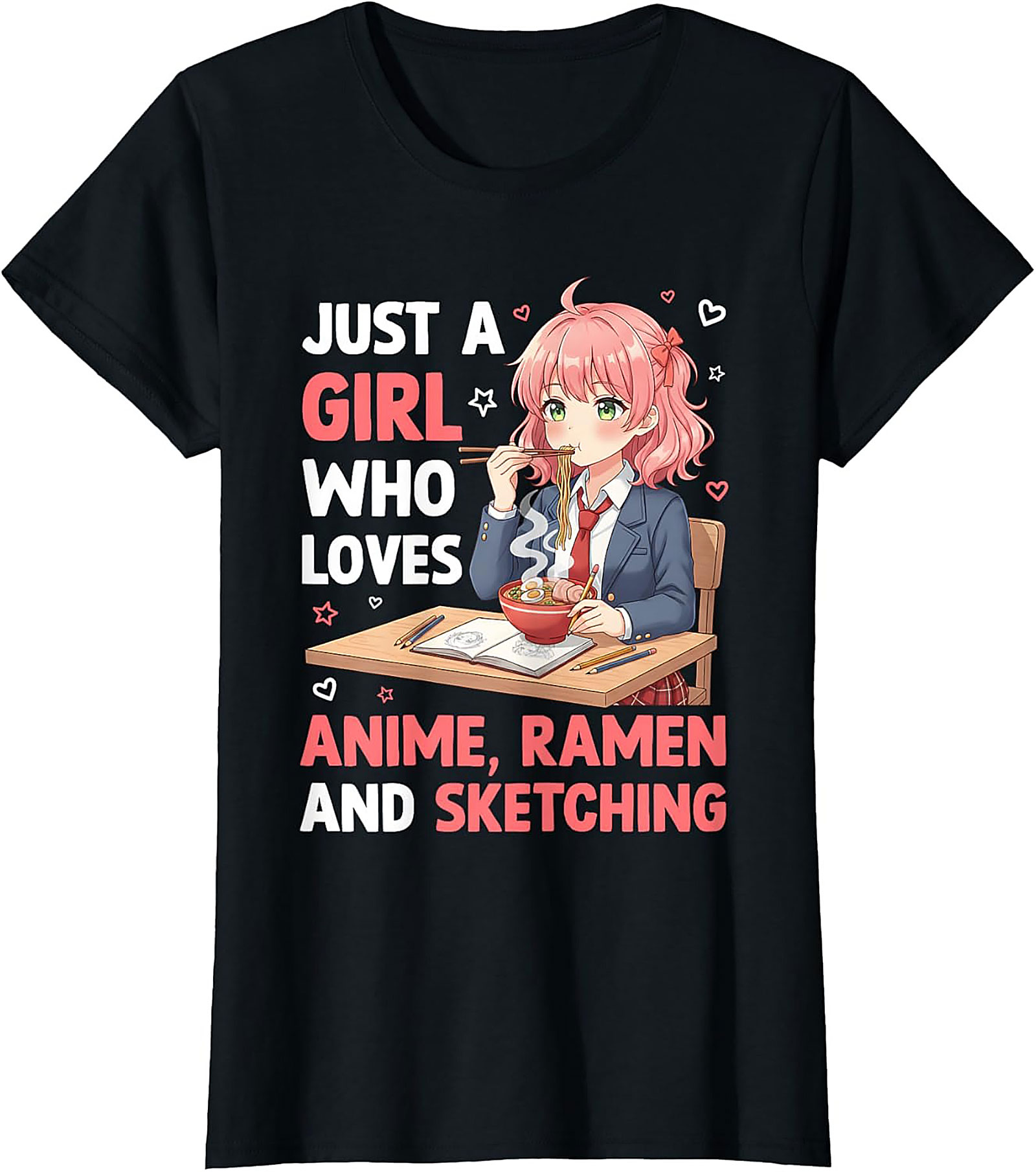 Anime Ramen Sketching T-Shirt | Cute Otaku Graphic Tee
