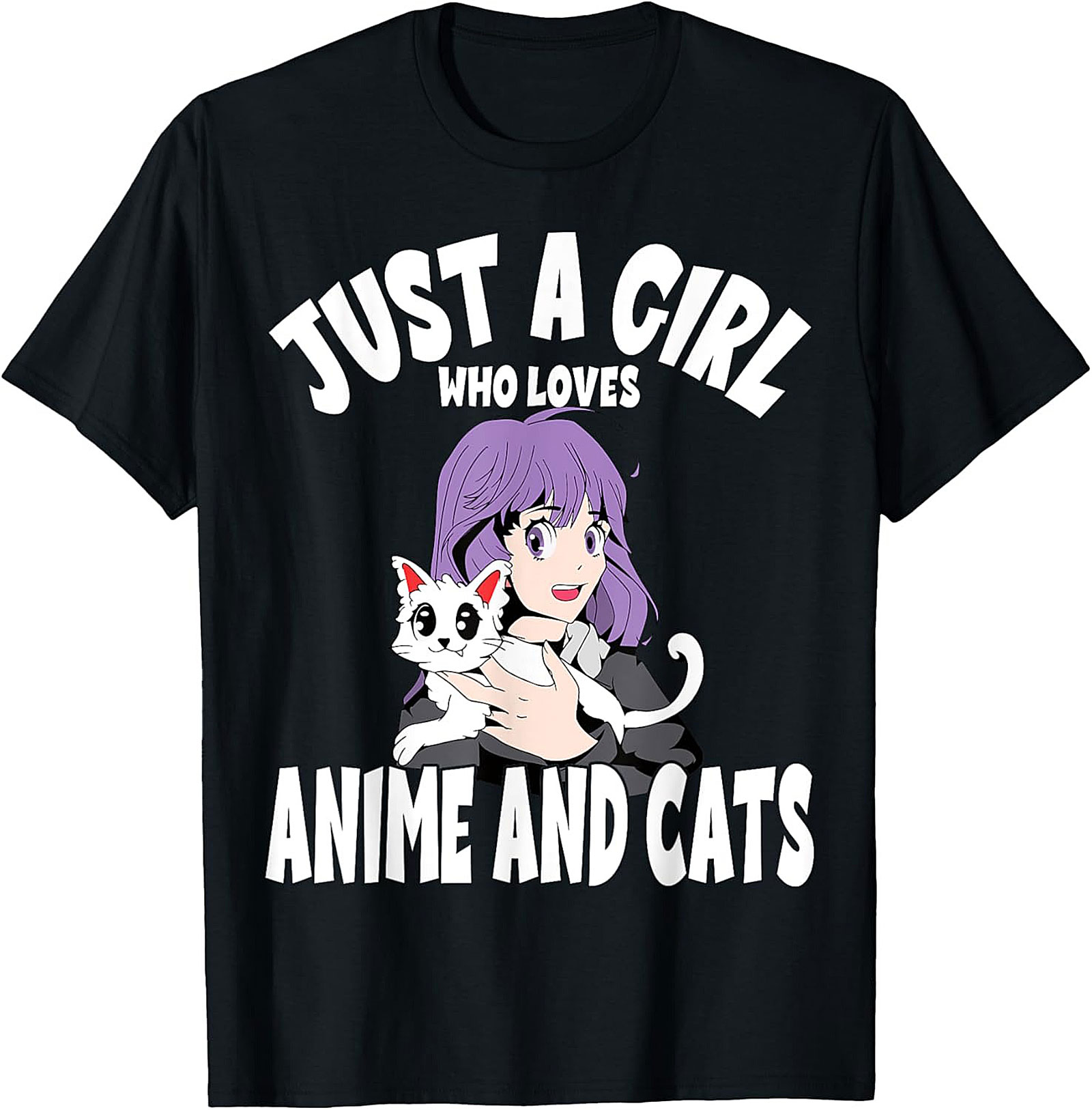 Anime and Cats T-Shirt | Funny Otaku Girl Graphic Tee